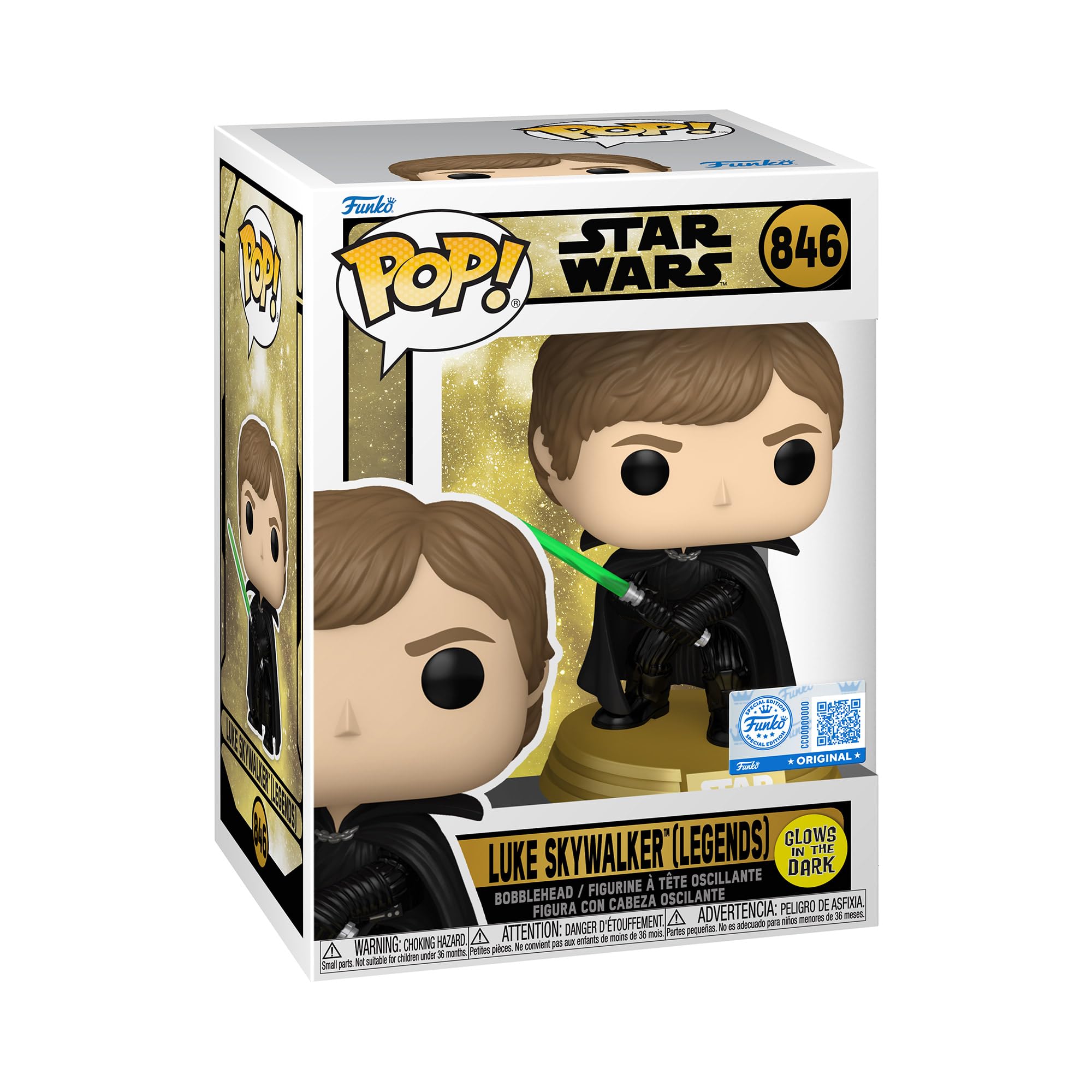 Funko POP! Star Wars: Legends Luke Skywalker Glow in the Dark Vinyl Figure | 3.75 Inches