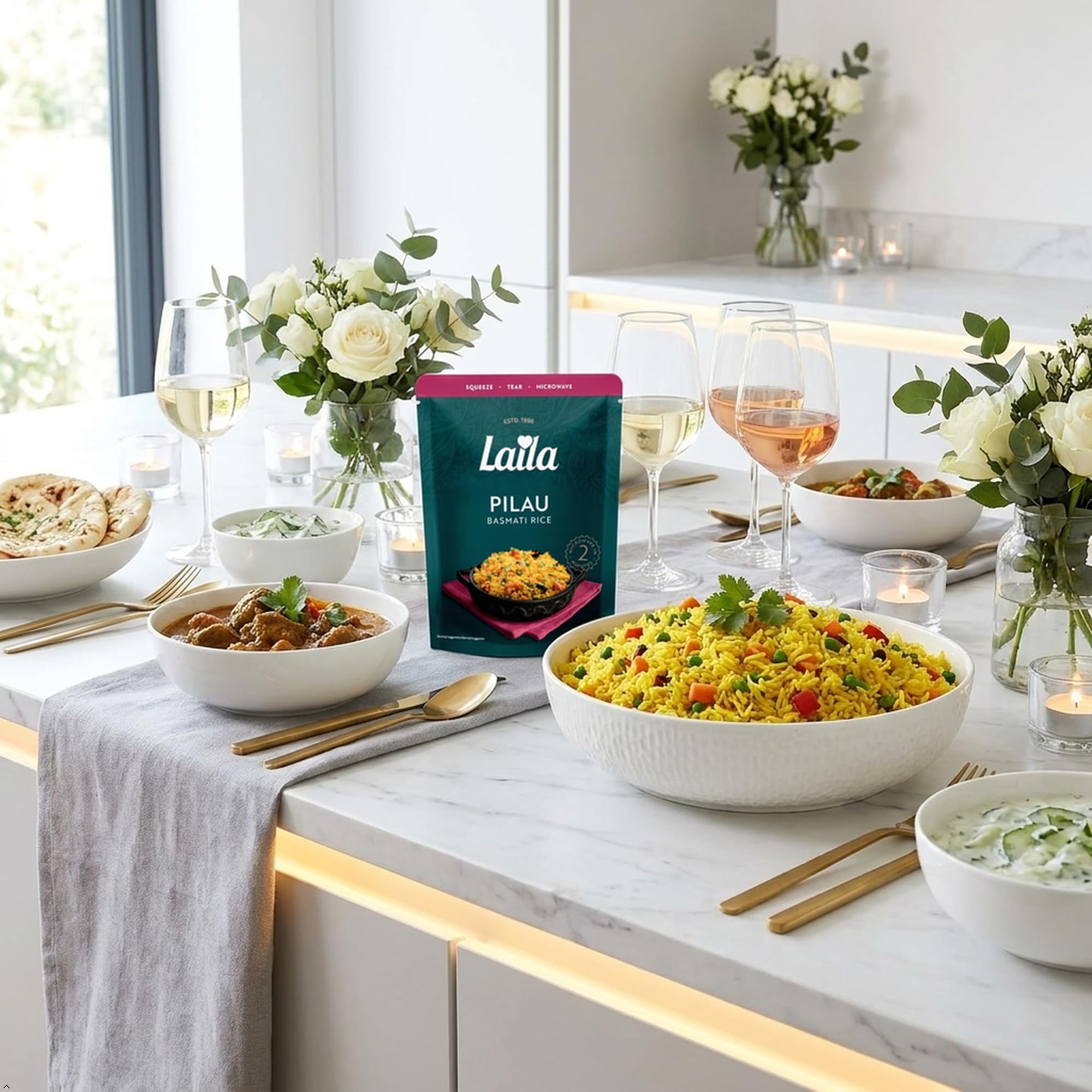Laila Pilau Microwave Rice - Fragrant Pilau Flavour, Ready in 2 Minutes, 250g 2