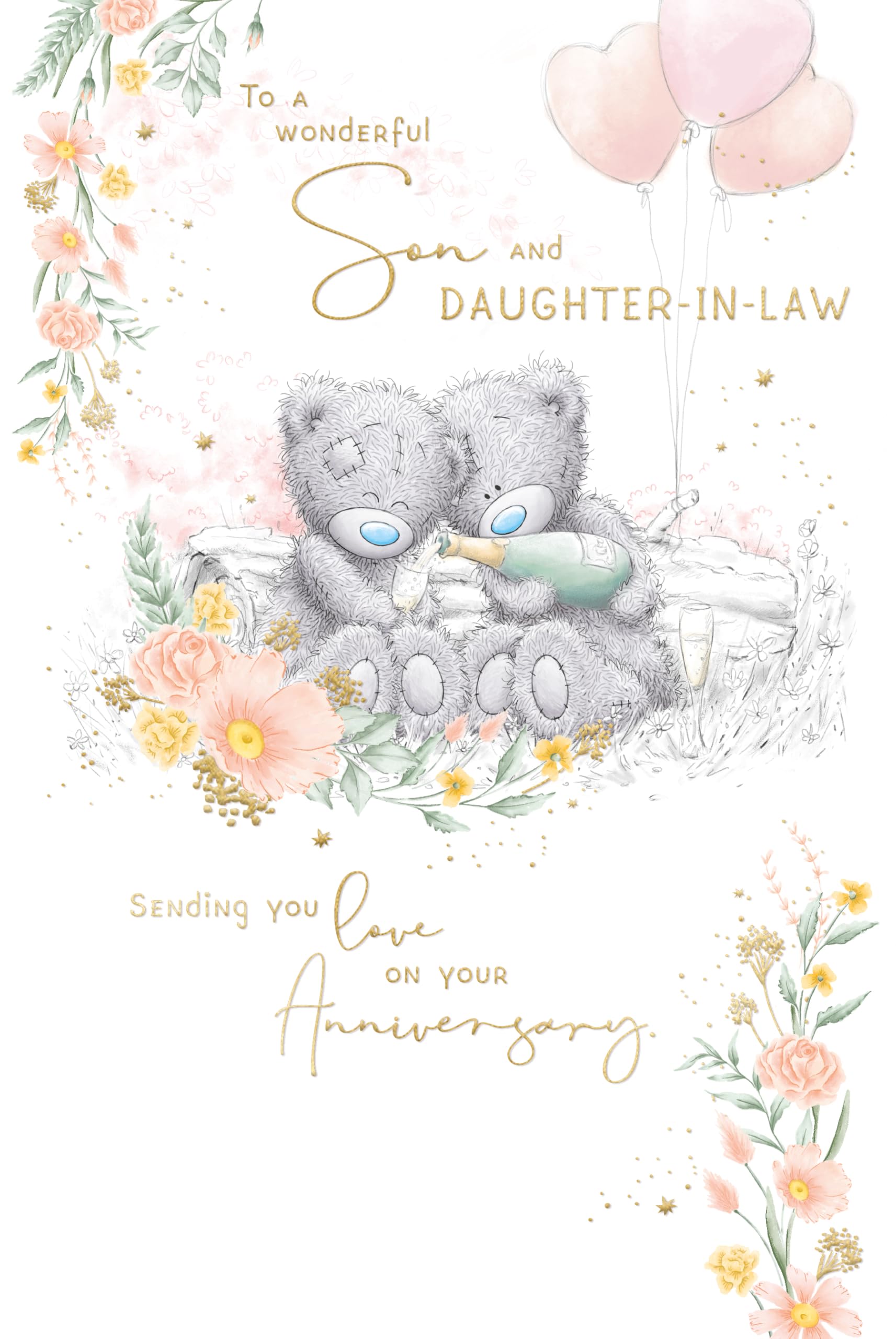 Me To You Bear Tatty Teddy Wedding Anniversary Card for Son & Daughter-in-Law | 6 x 9 in