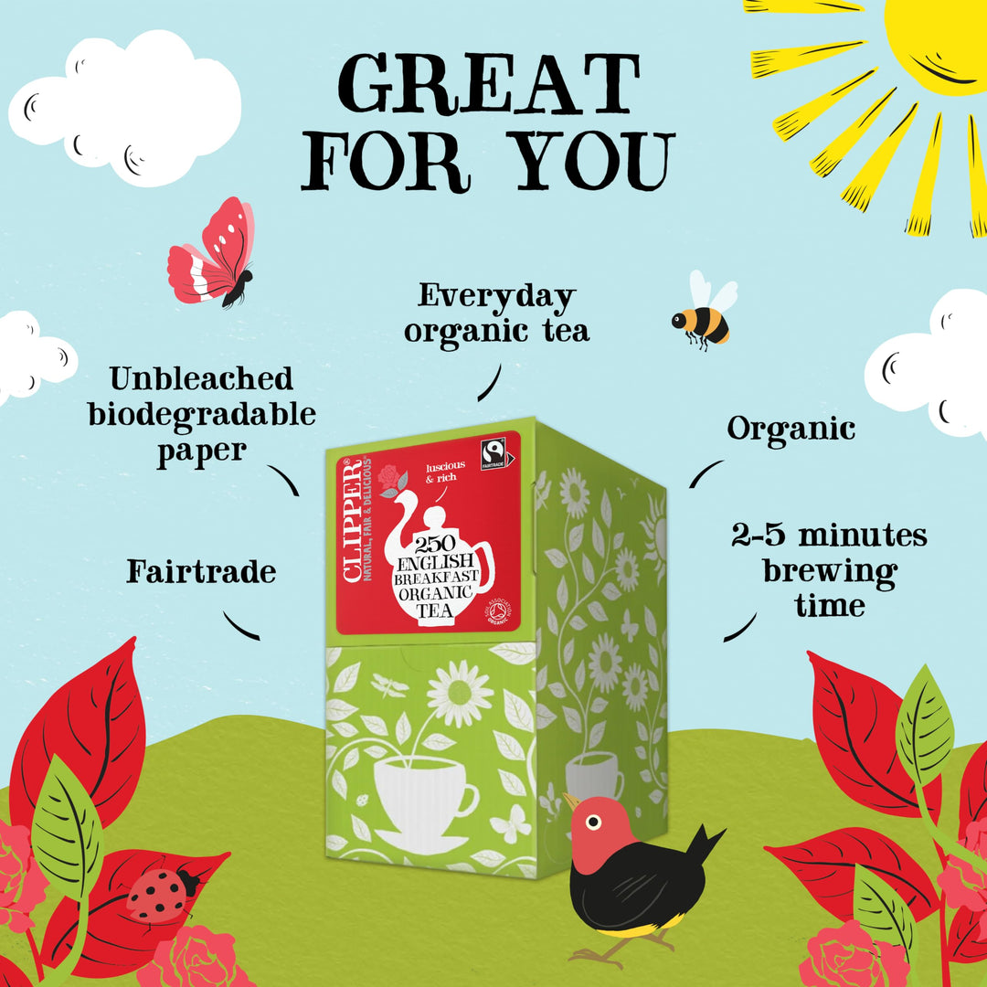 Clipper - Organic English Breakfast Tea Bags 250 Individually Wrapped