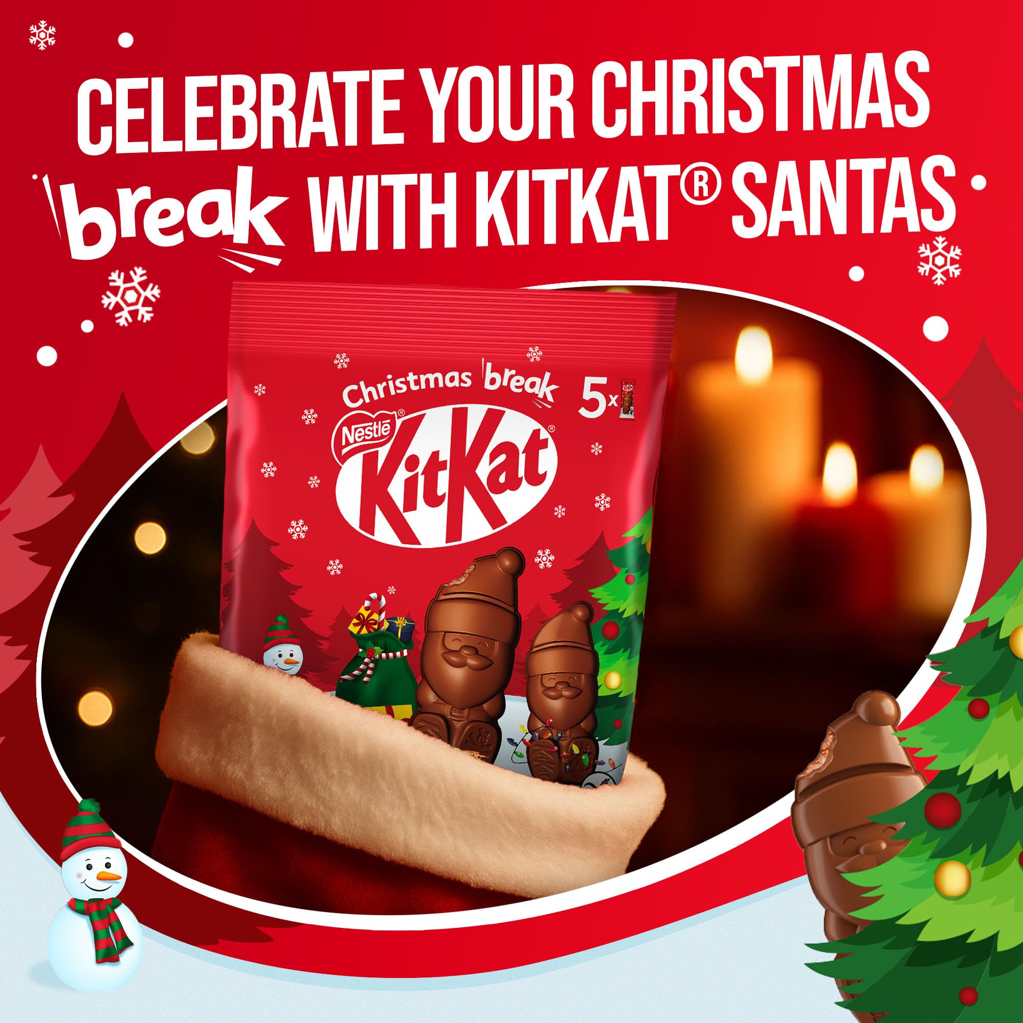 KitKat Pouch Santa 55g - Gluten Free Milk Chocolate Santas with Crispy Wafer 3