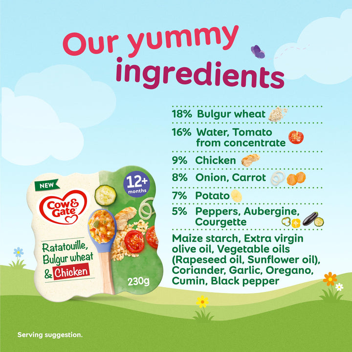 Cow & Gate Ratatouille Bulgur Wheat & Chicken Baby Food Meal, 230g