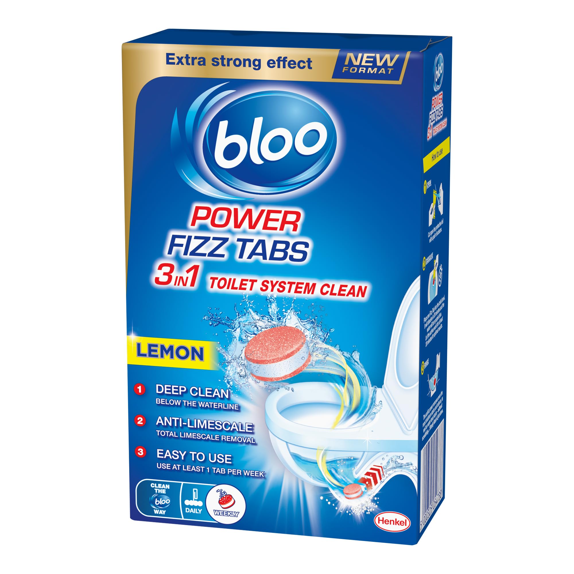 Bloo Power Fizz Tabs Anti-Limescale Toilet Cleaning Lemon, 8 Count 1