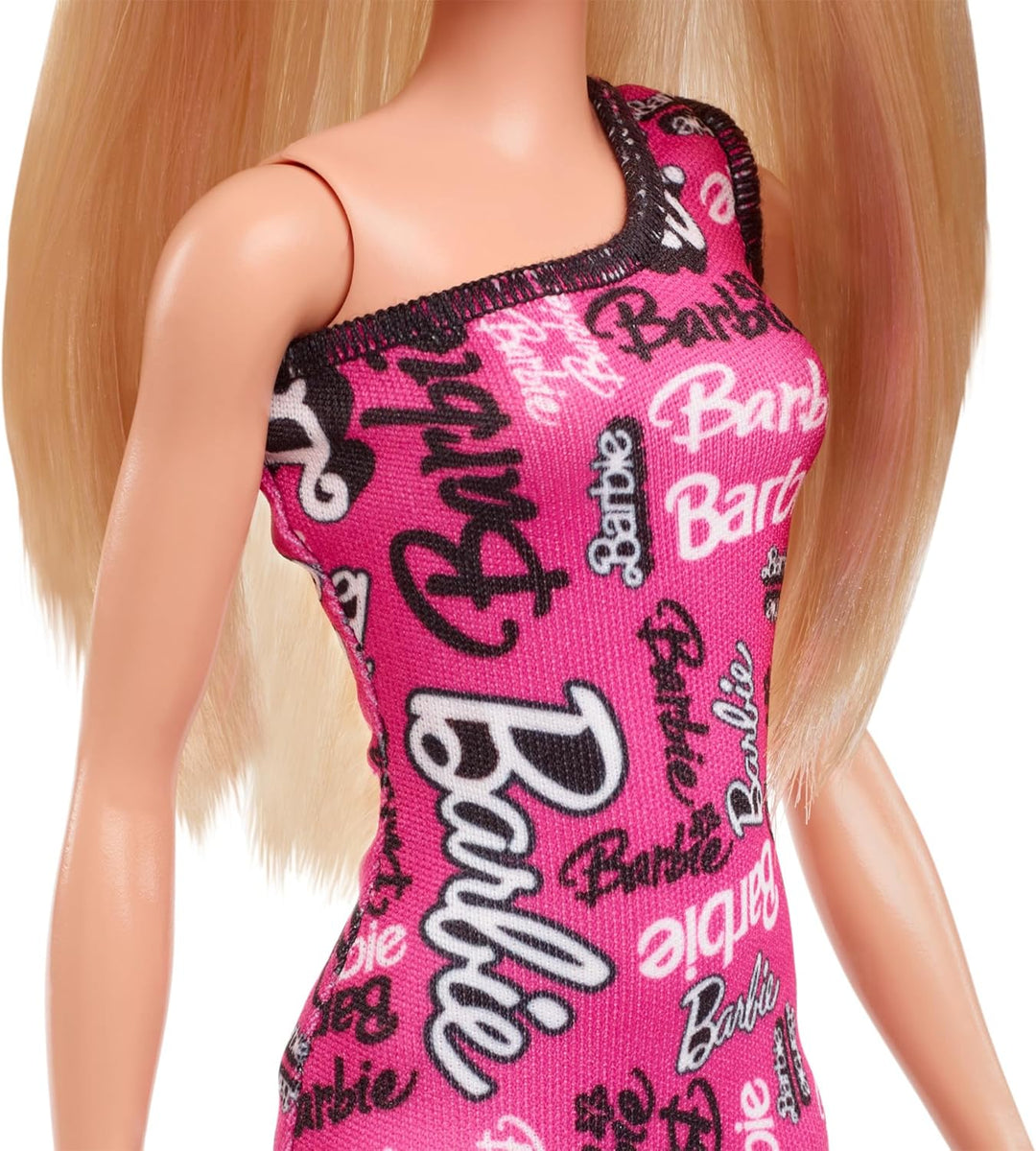 Barbie Fashion Doll with Straight Blonde Hair - Pink One-Shoulder Dress & Shoes