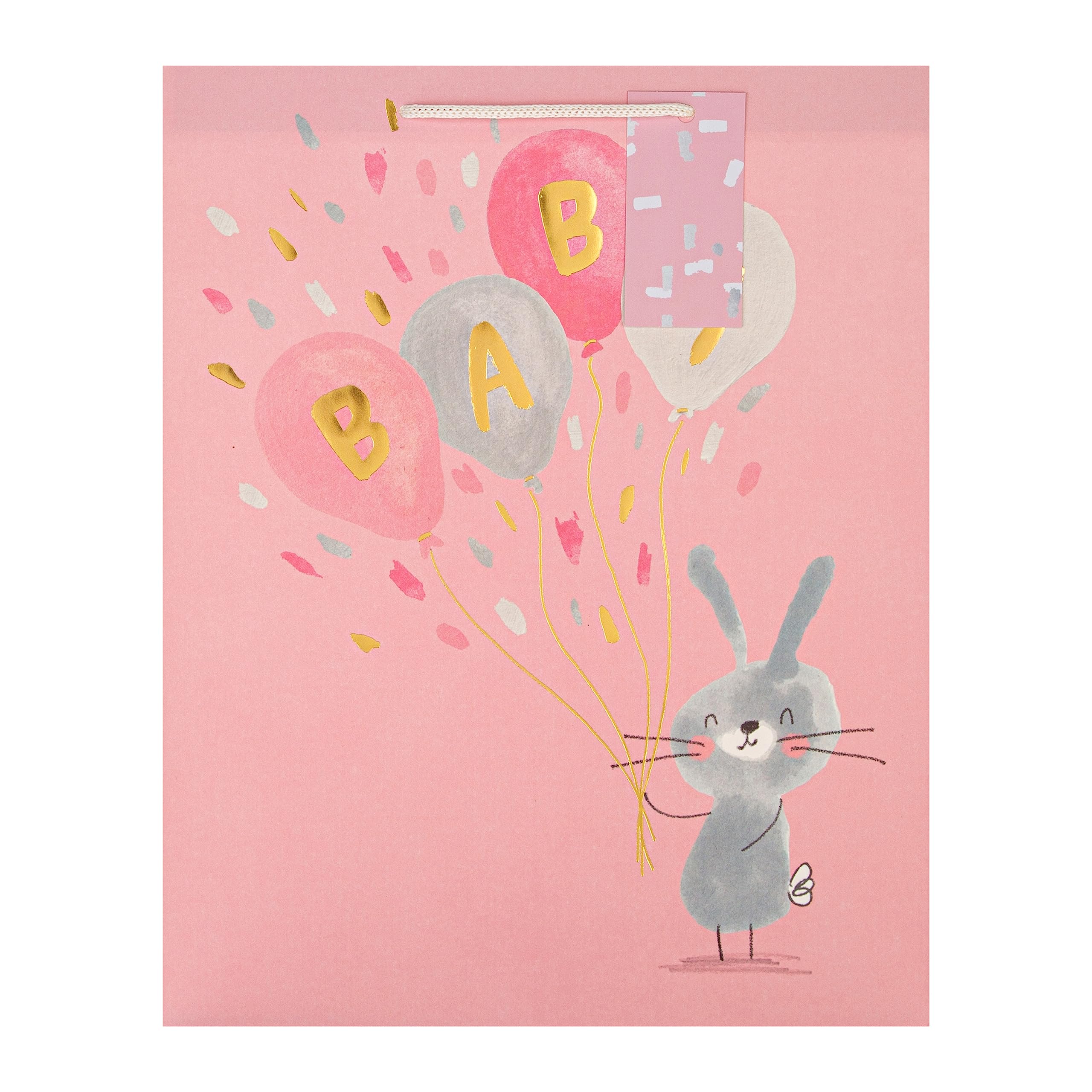 Hallmark New Baby Large Gift Bag - Pink Rabbit Design | H33cm x W26.5cm 3