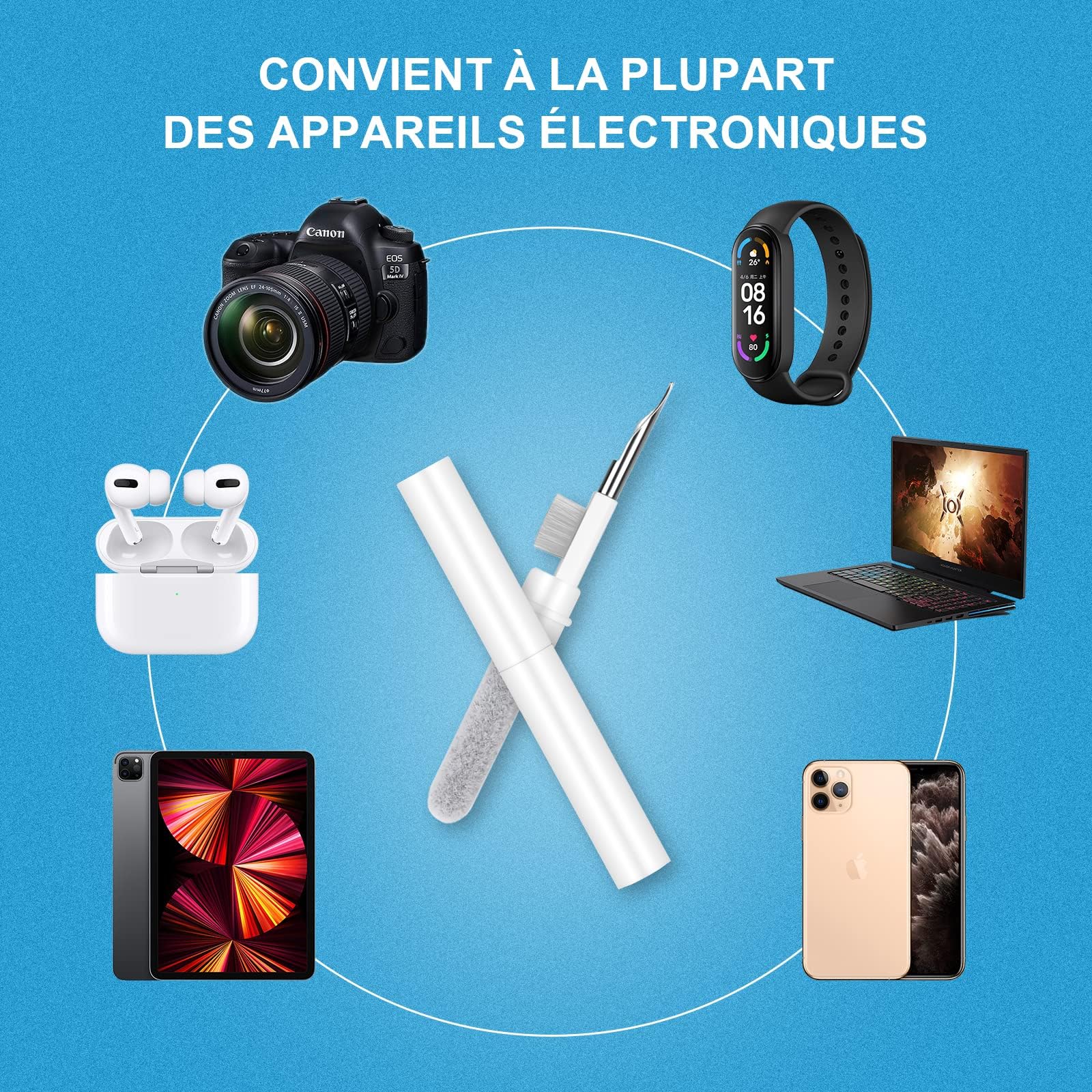 MOXYOY 3-In-1 Earphone Cleaning Kit - Metal Tip, Brush, Sponge | ABS/Stainless Steel 2