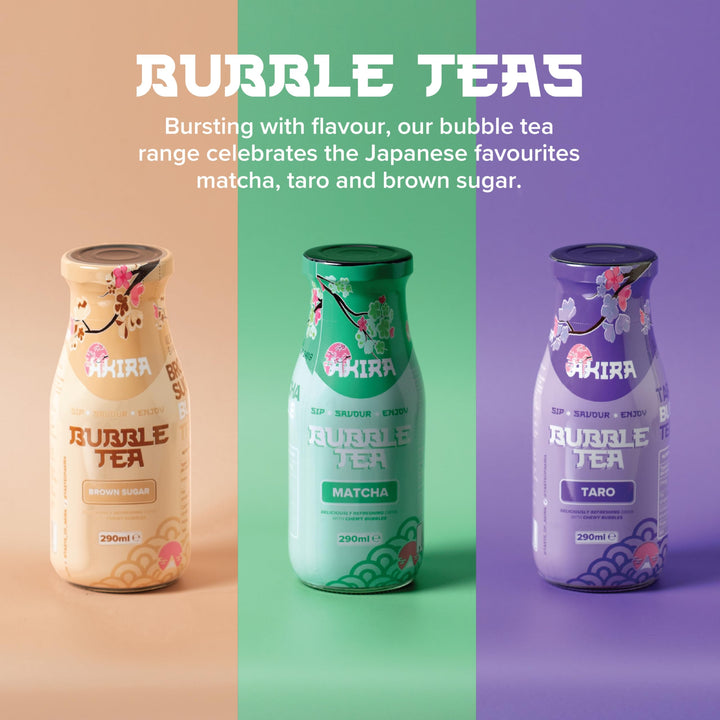 Akira Brown Sugar Bubble Tea - Ready-to-Drink Can with Chewy Konjac Pearls, 290ml