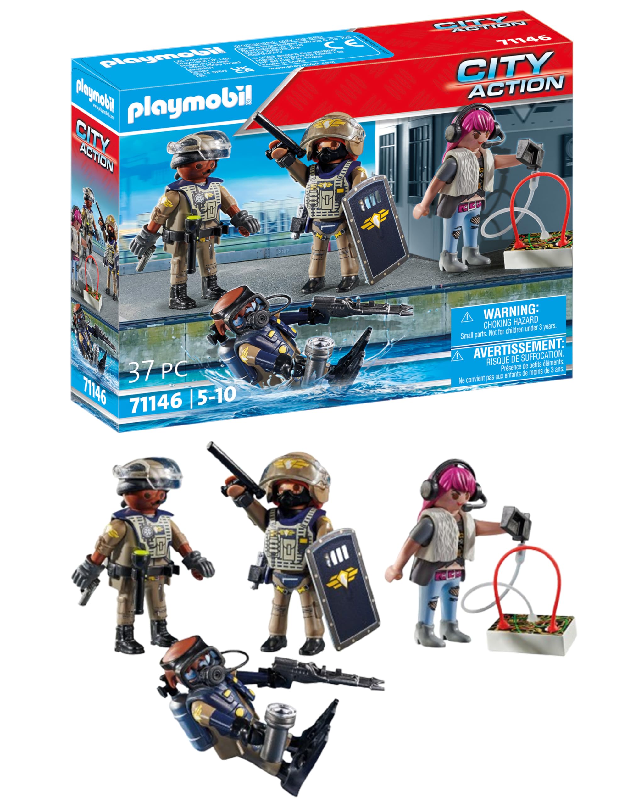 Playmobil City Action Tactical Police Team Playset - Ages 5+ | 37 Pieces