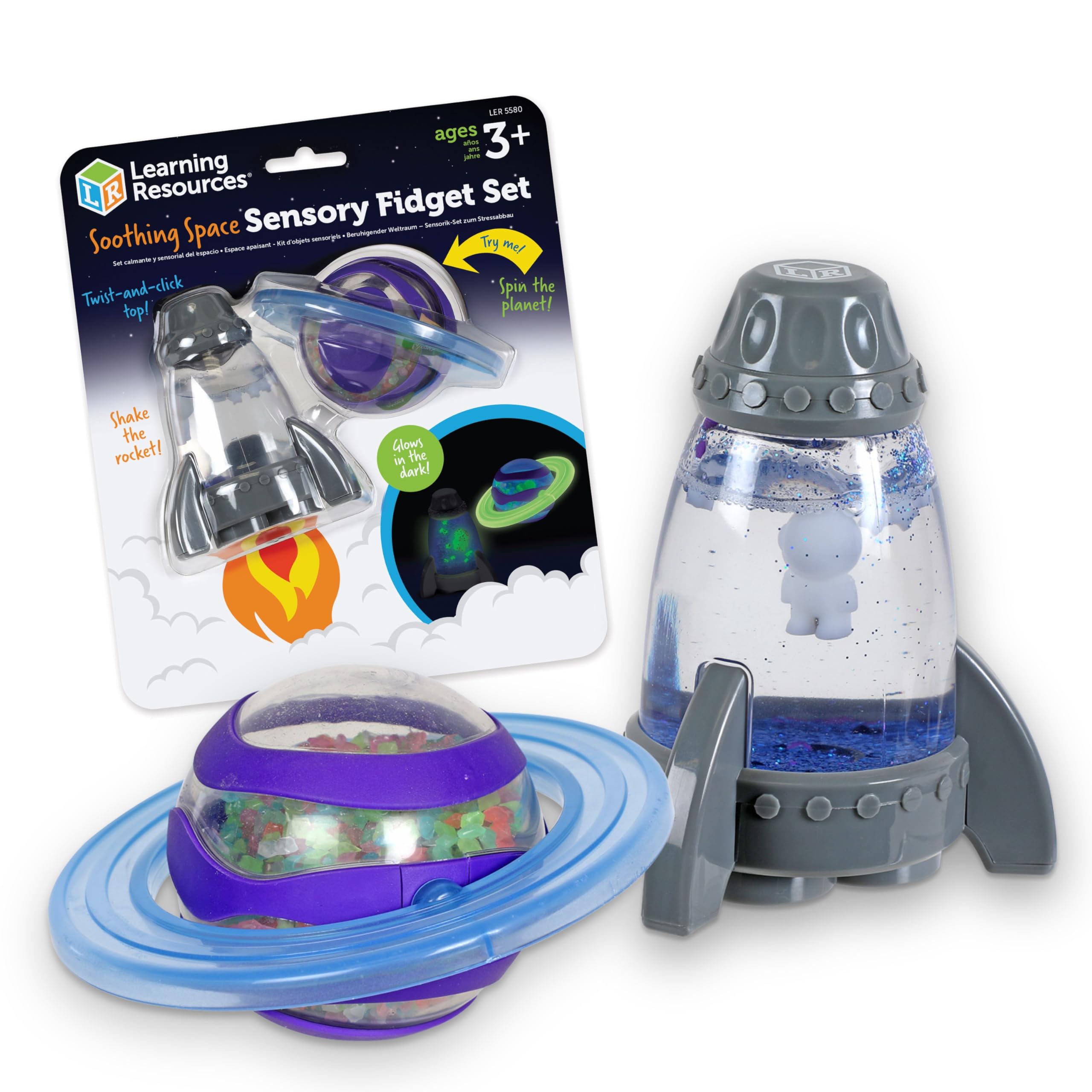 Learning Resources Soothing Space Sensory Fidget Set - Glow in the Dark Fidget Toys for Ages 3+ 1