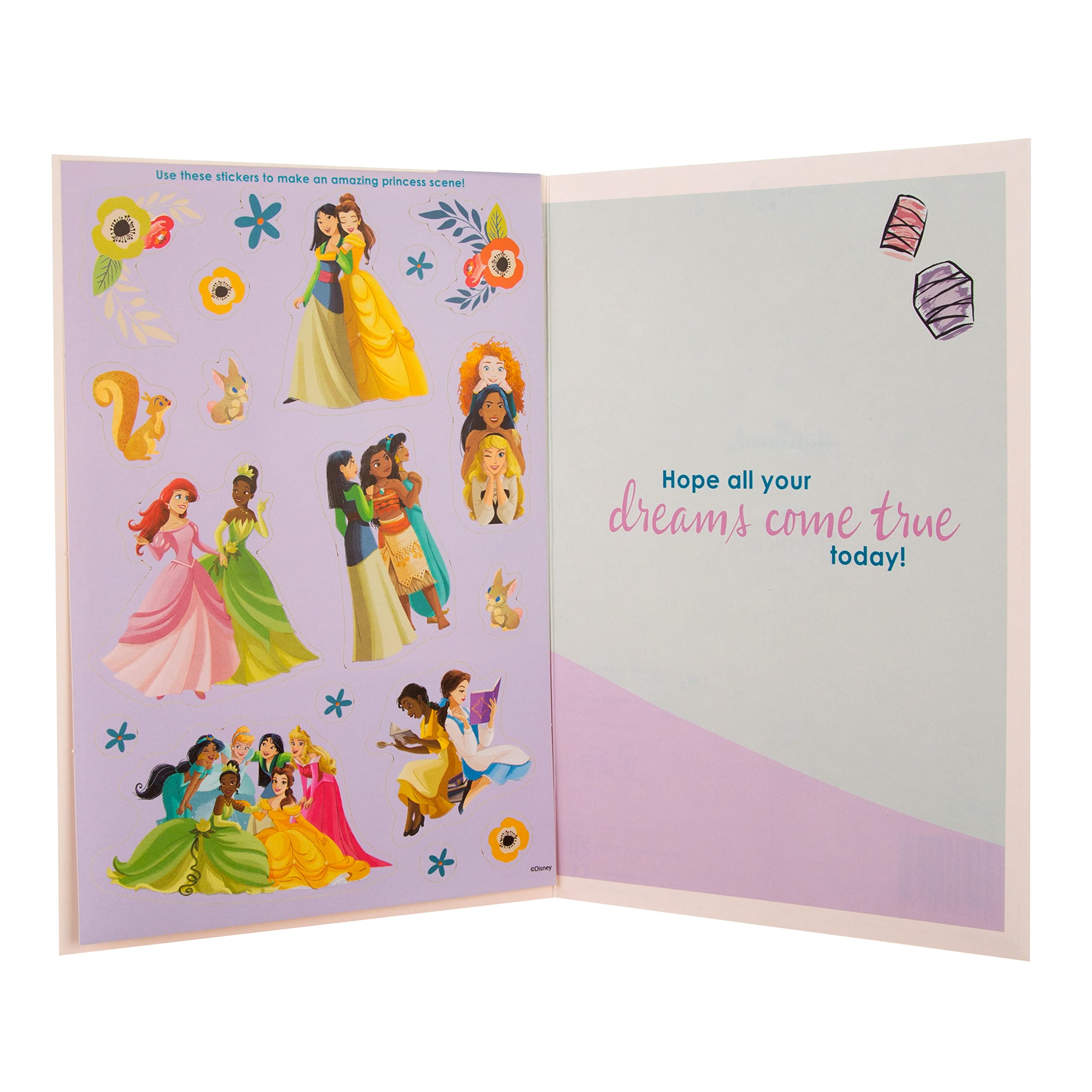Hallmark Disney Princess Niece Birthday Card with Gold Foil & Sticker Sheet | H22.8cm x W15.9cm
