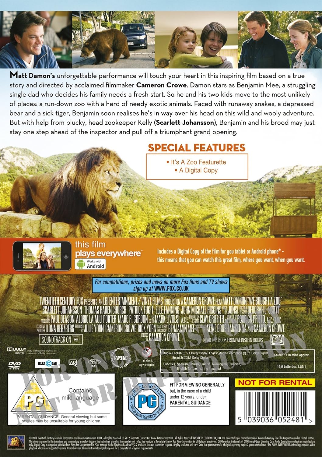 We Bought a Zoo (2011) - DVD + Digital Copy (Region 2)