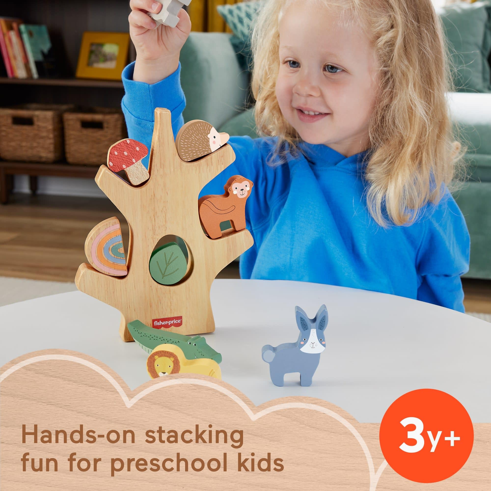 Fisher-Price Wooden Balance Tree Toy - Stacking & Balancing Play for Kids 3+ 8