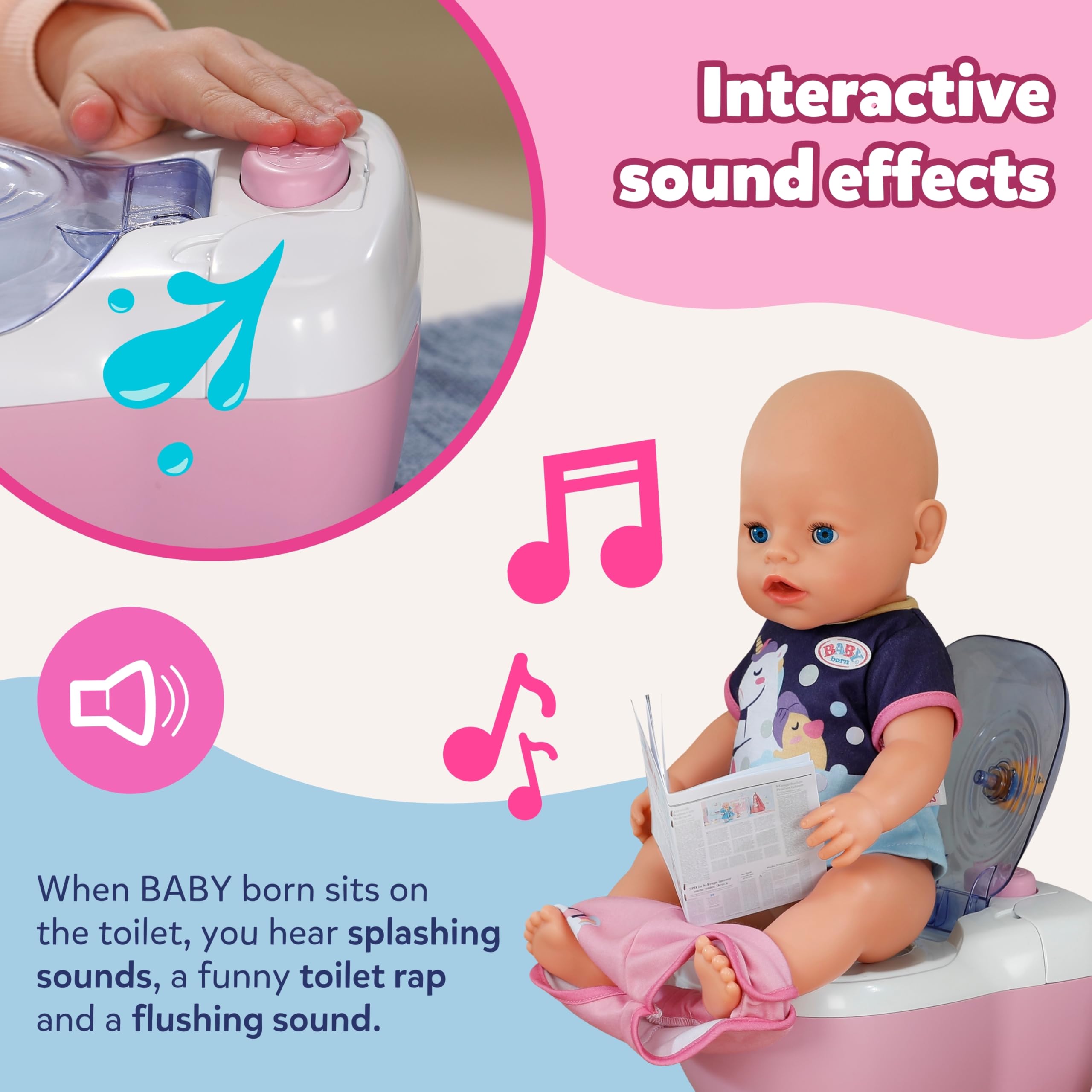 BABY born Toilet - Doll Toilet with Flushing Sounds, Toilet Song & Accessories 13