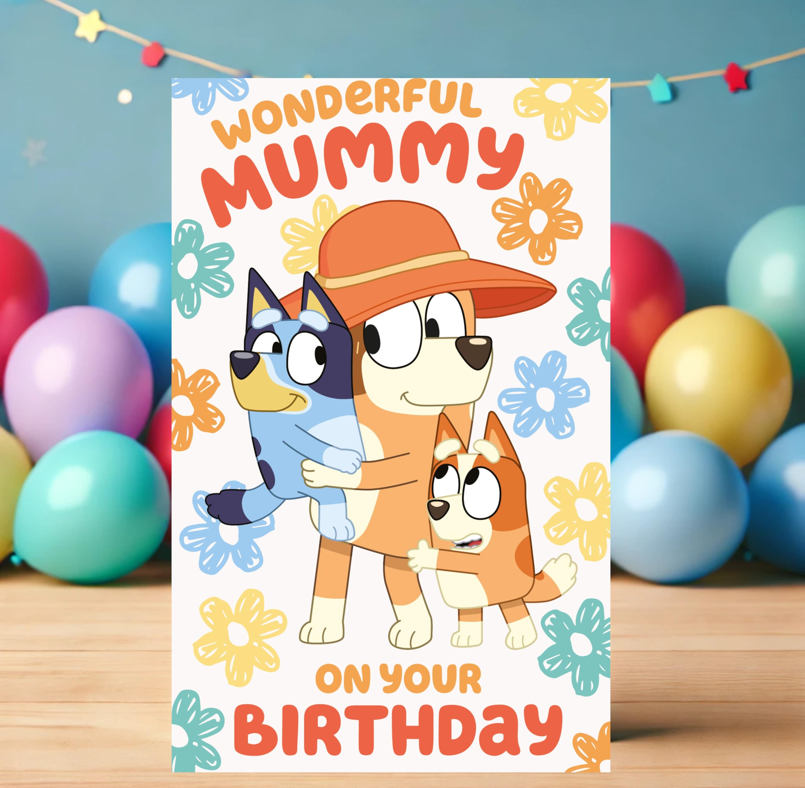 Danilo Promotions LTD Bluey Birthday Card for Mummy | Standard Size 22.86 cm x 12.7 cm | Blank Interior