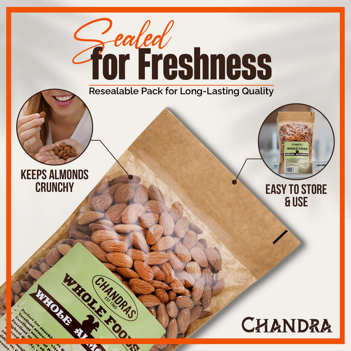 Chandra Whole Foods - Almonds 1KG - Premium Raw Almonds for Snacking, Baking, Smoothies