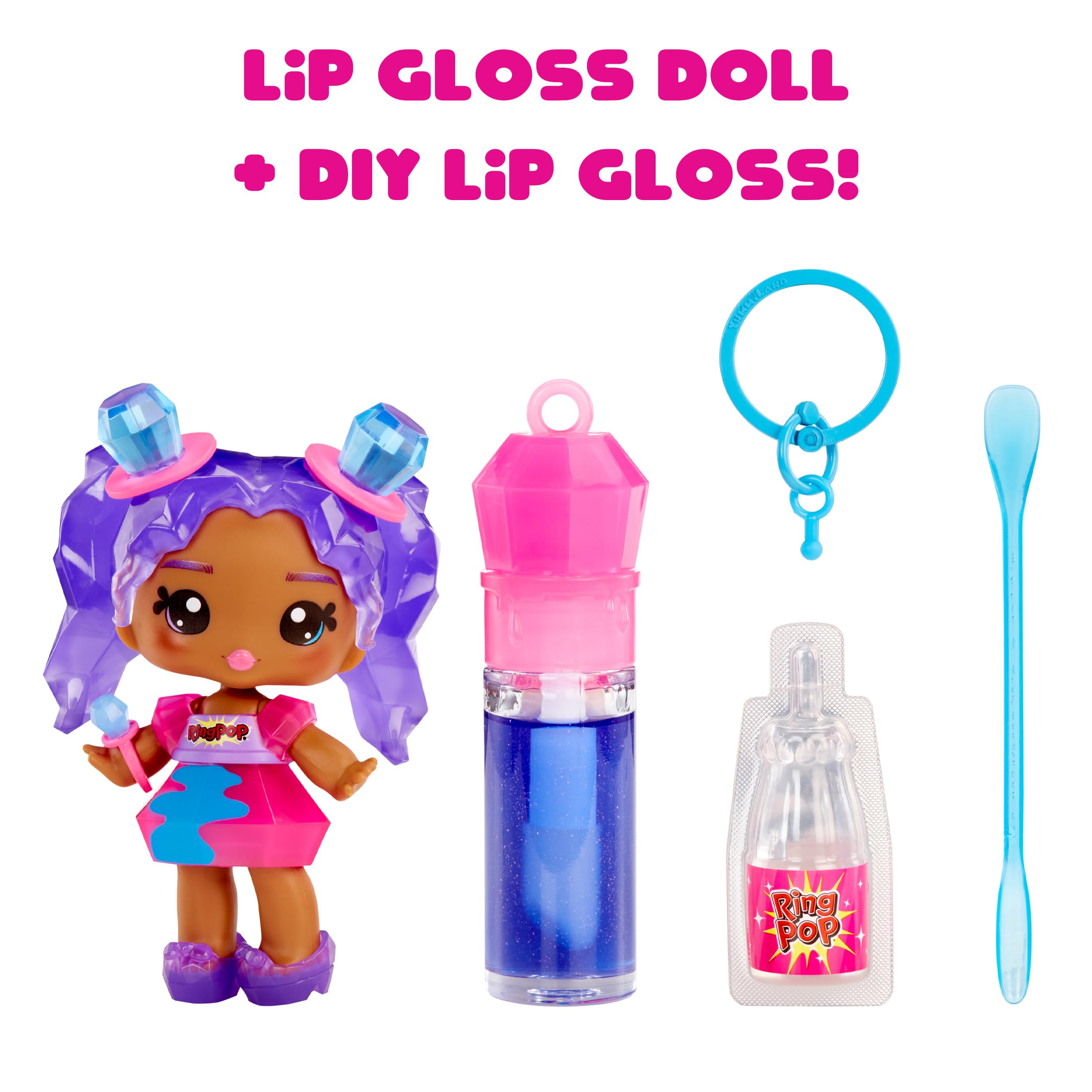 Yummiland x Ring Pop Ruthie Pop Doll - DIY Lip Gloss Playset with Keychain, Ages4+ 5