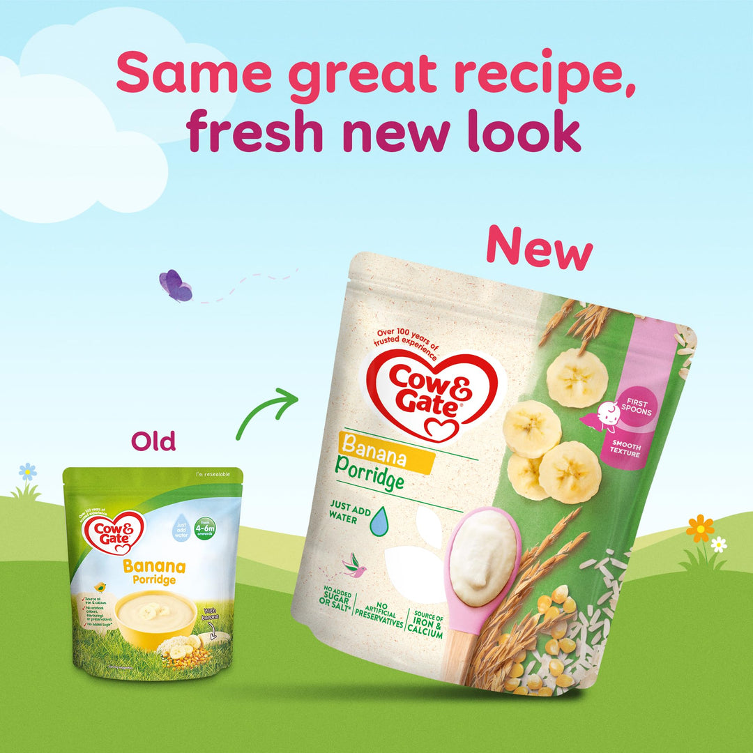 Cow & Gate Banana Porridge Baby Food Cereal for 4-6+ Months - 125g