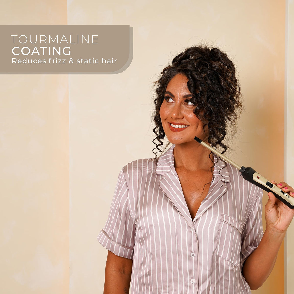 Bauer Professional 38860 TourmaPro Slimline Curling Wand - 9mm Barrel, 200°C Heat