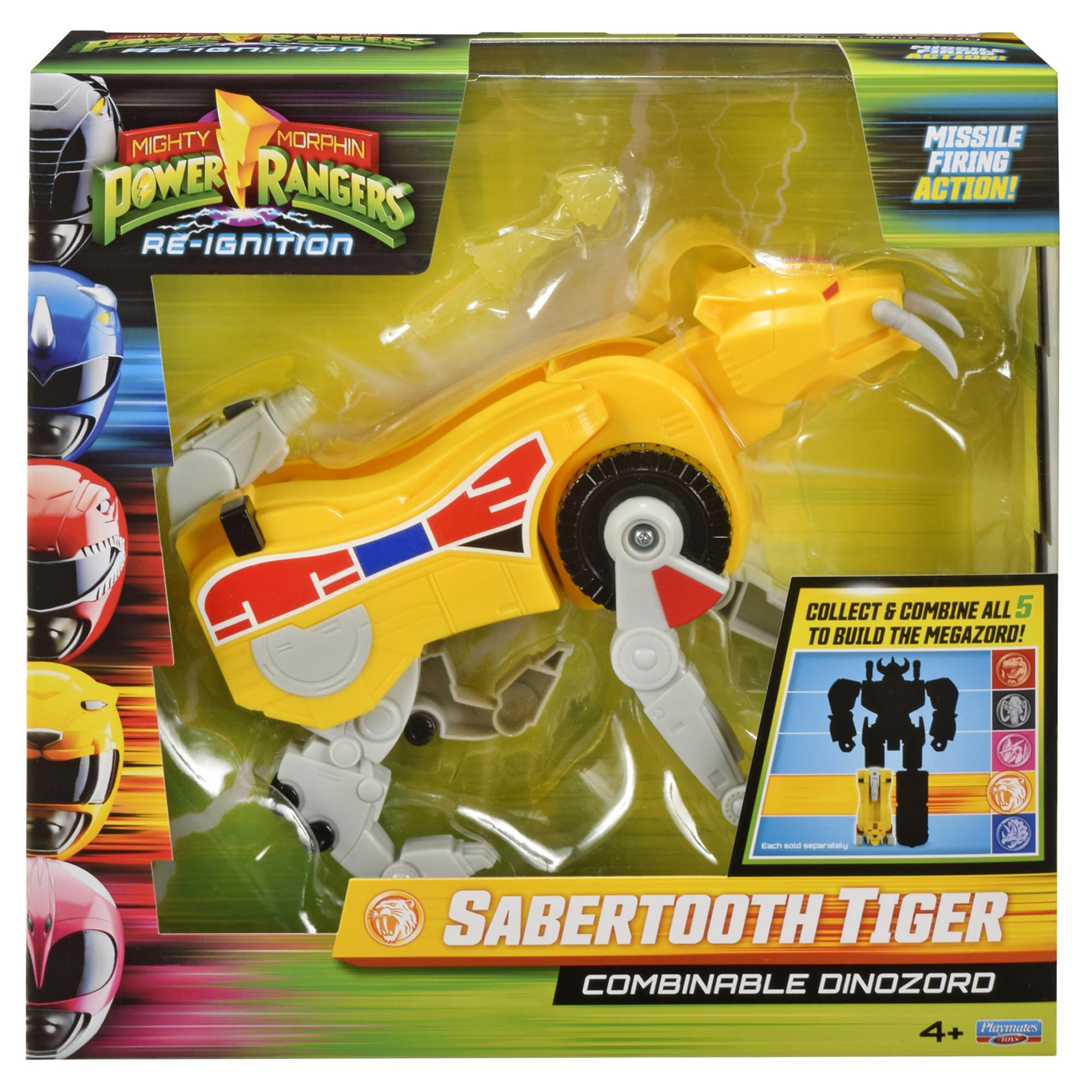 Playmates Power Rangers Re-Ignition Sabertooth Tiger Combinable Dinozord Action Figure | Ages 4+ 1
