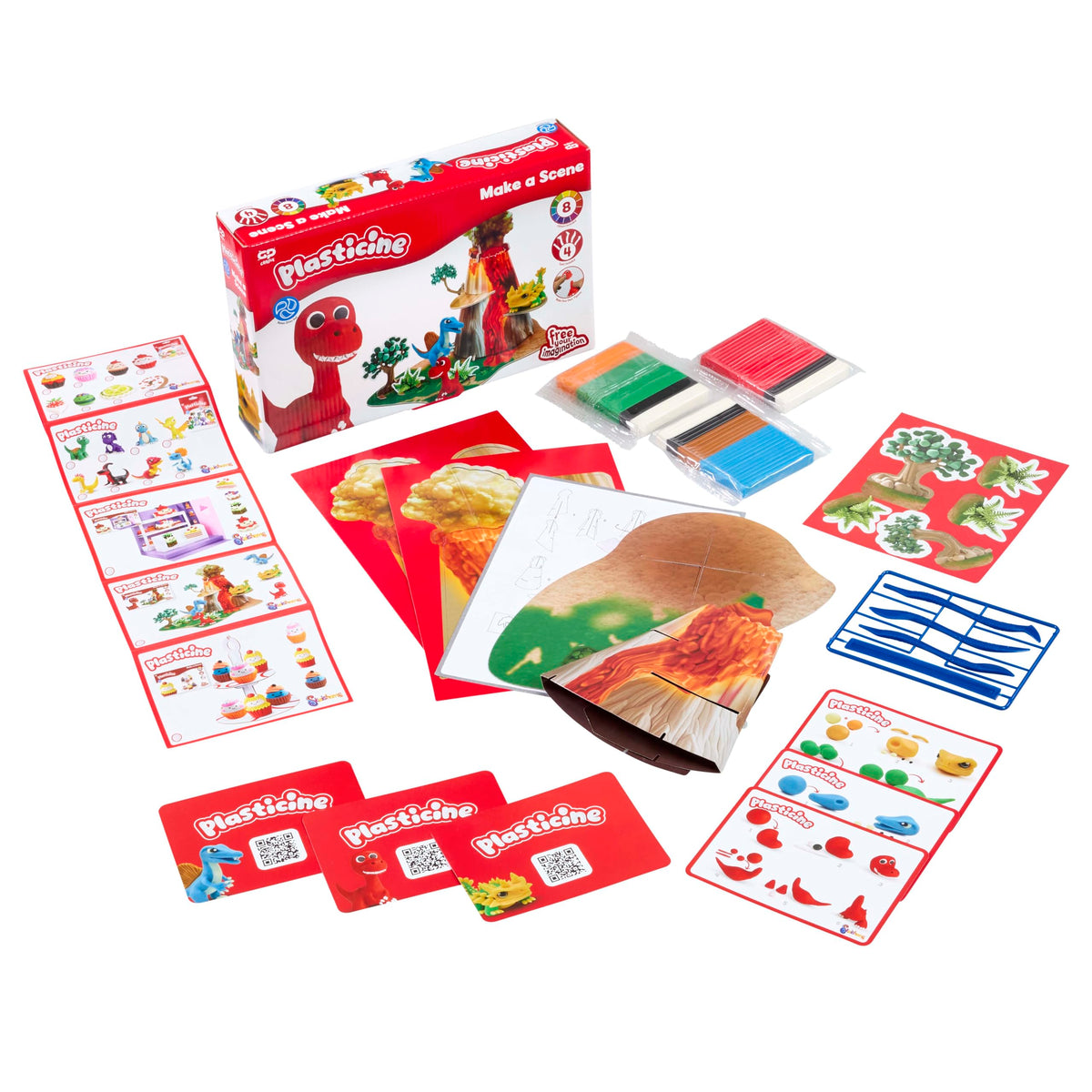 Plasticine Make A Scene Dinosaur Skwishems Set - Ages 3+ | Includes Modelling Clay, Tools & Instructions | Multi-colour 4
