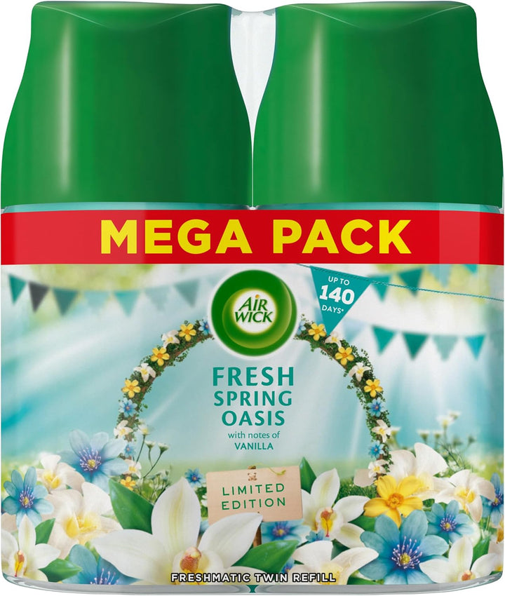 Air Wick - Freshmatic Automatic Air Freshener Refills with Natural Essential Oils, Fresh Spring Oasis, 24/7 Odour Neutralisation