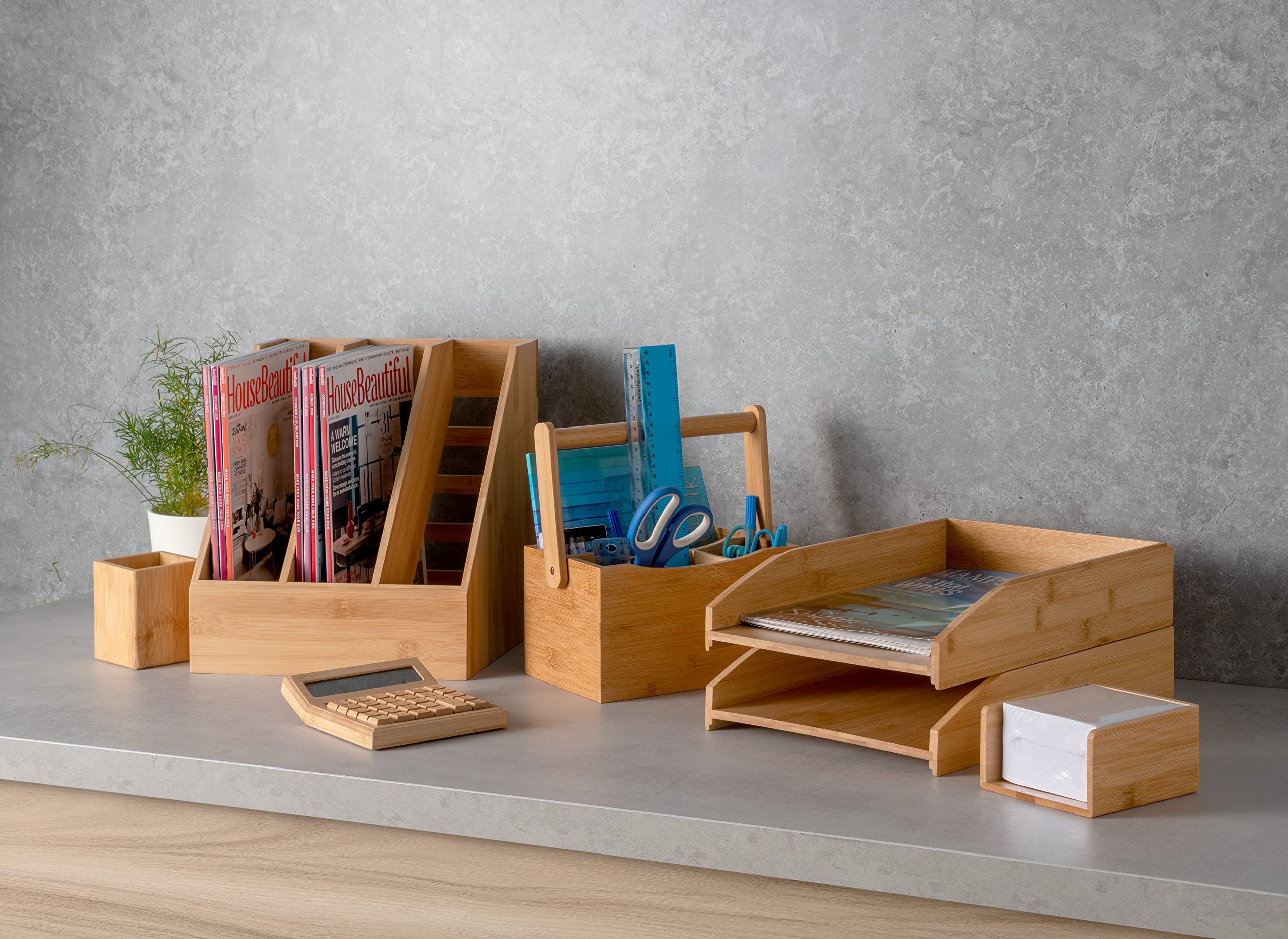 Osco MOSO Bamboo Square Pen Pot - Durable Eco-friendly Desk Organiser | H 10.2cm 8