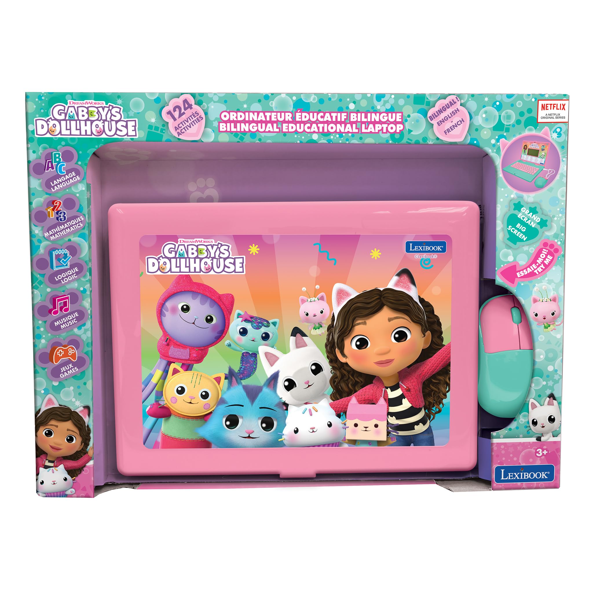Lexibook Gabby's Dollhouse Bilingual Educational Laptop - 124 Fun Learning Activities for Kids 12