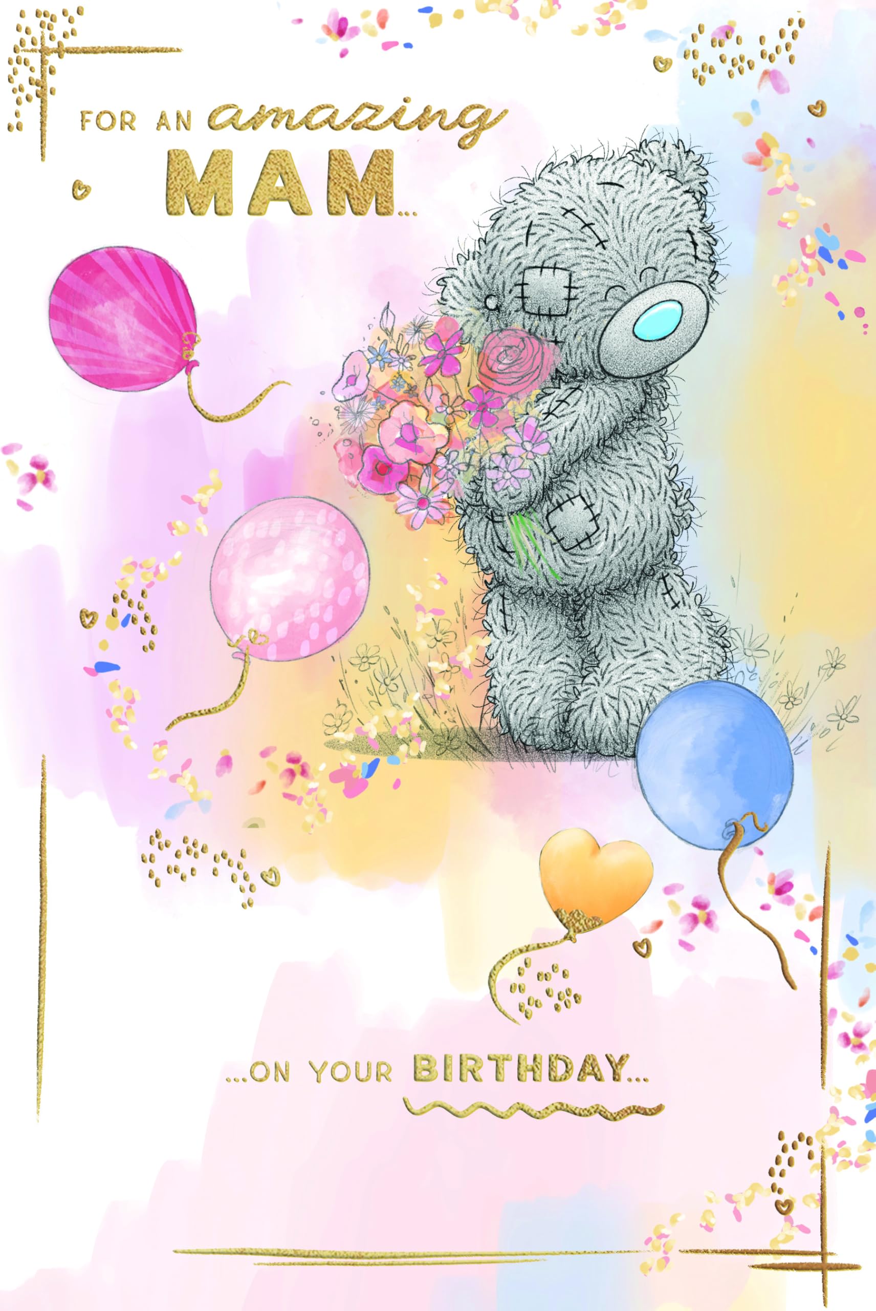 Me To You Tatty Teddy Amazing Mam Birthday Card | Gold Foil Accent | 6 x 9 Inches 1