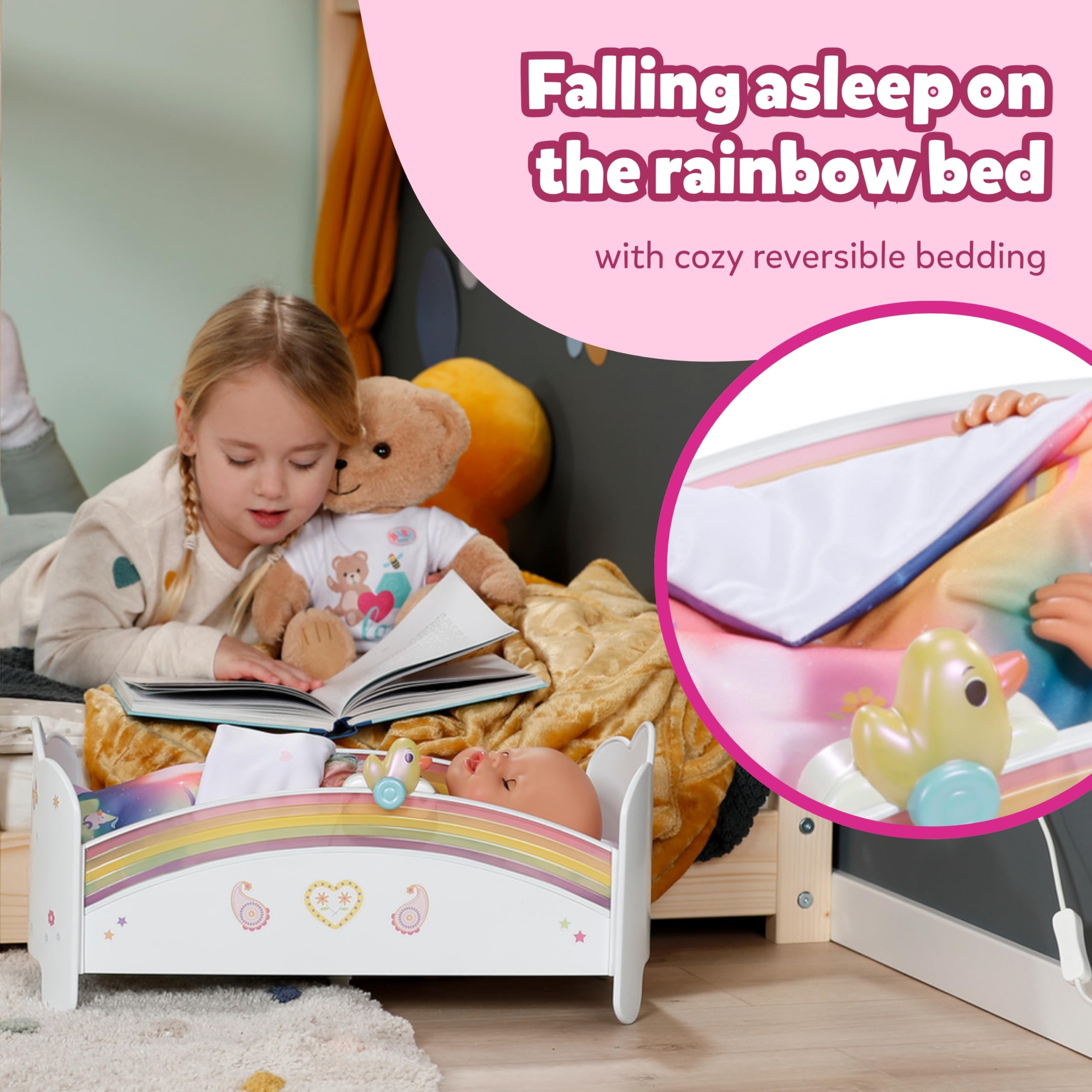 BABY born Rainbow Bed - Light & Calming Melodies | Fits 36 Months - 10 Years | Plastic 2