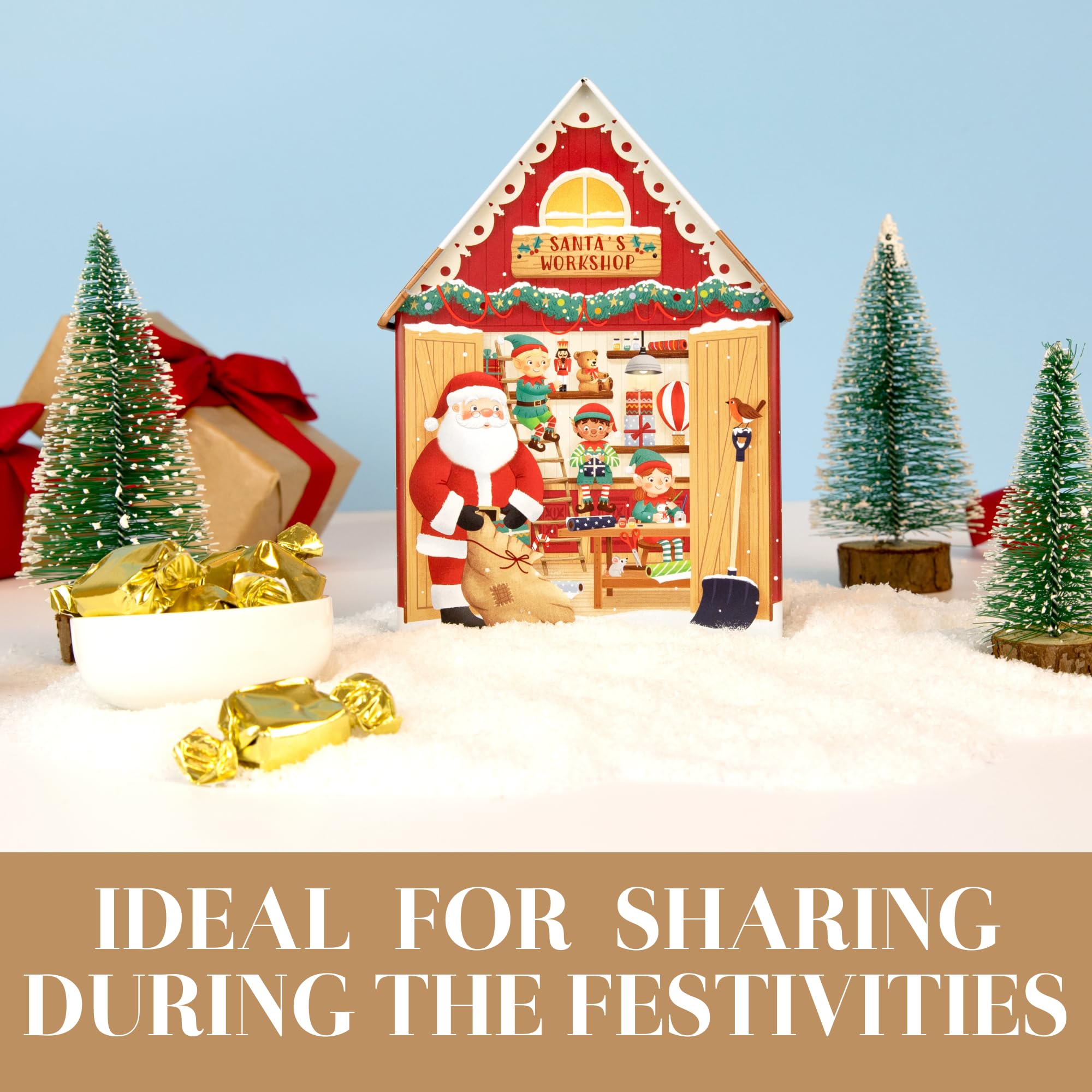 The Silver Crane Co. Santa's Workshop Musical Tin - Devon Toffee Filled Christmas Gift 2