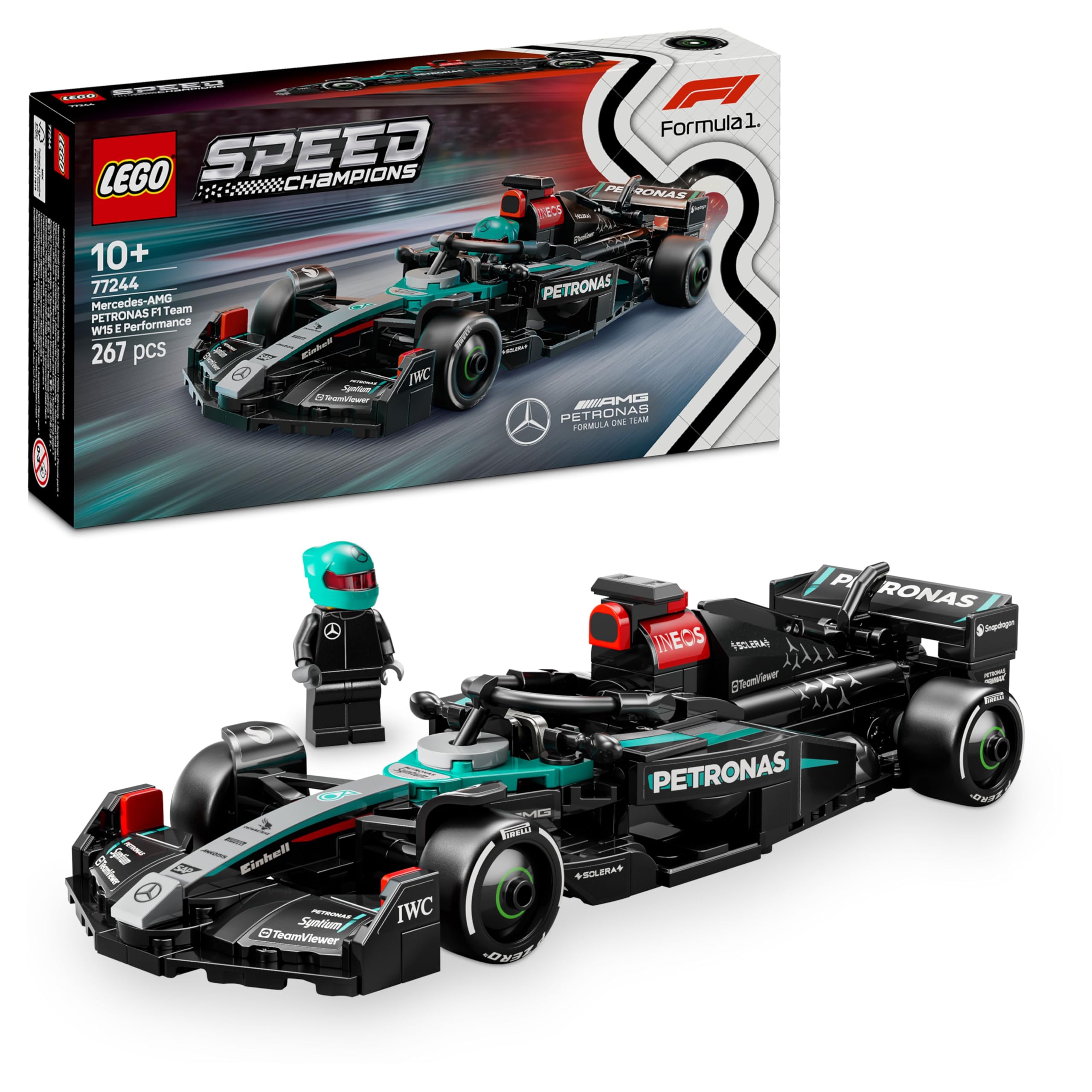 LEGO Speed Champions Mercedes-AMG F1 W15 Race Car Set 77244 | Ages 10+ | 284g