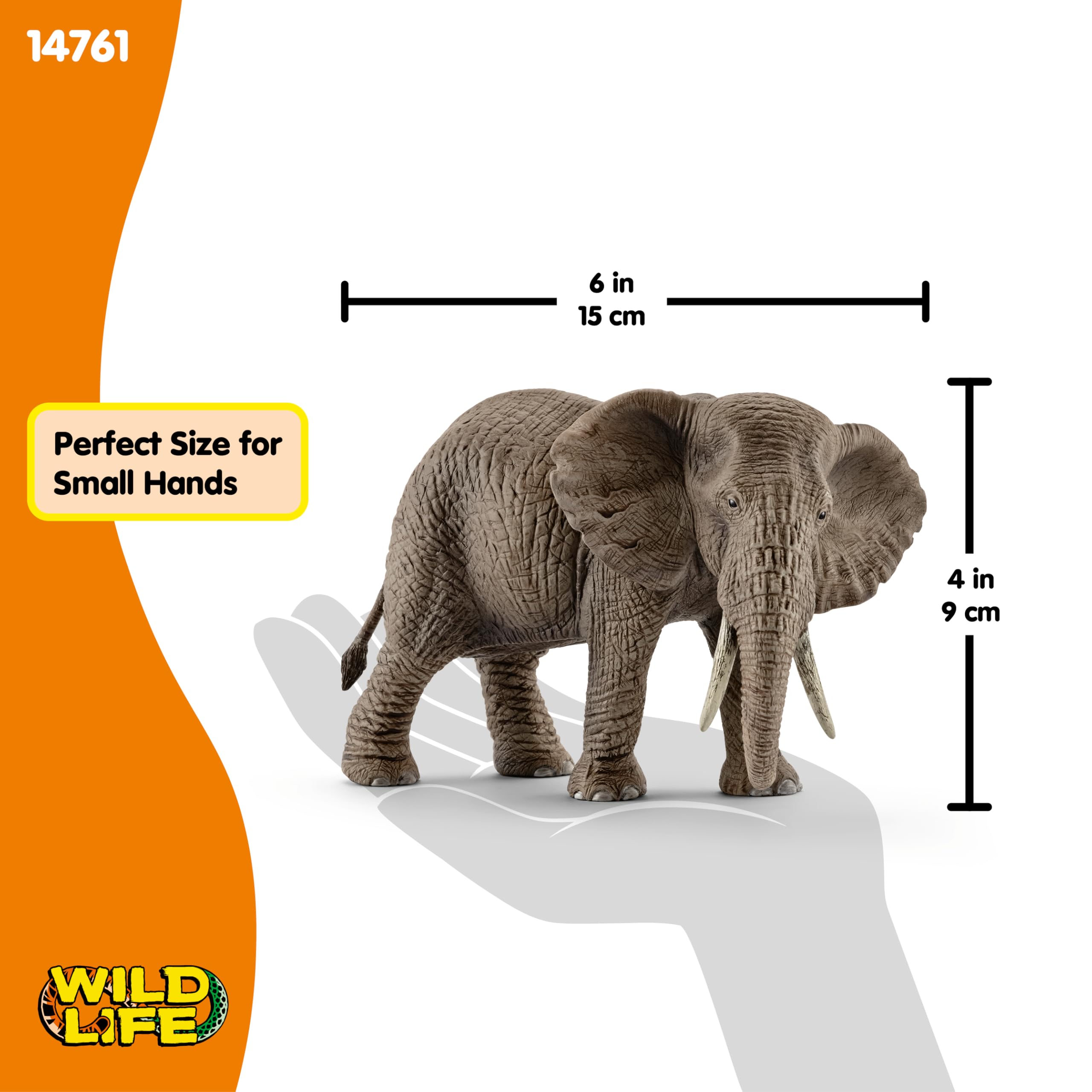 Schleich African Elephant Female Figurine - Realistic Wild Life Toy | Ages 3+ | 5.7 inch 6