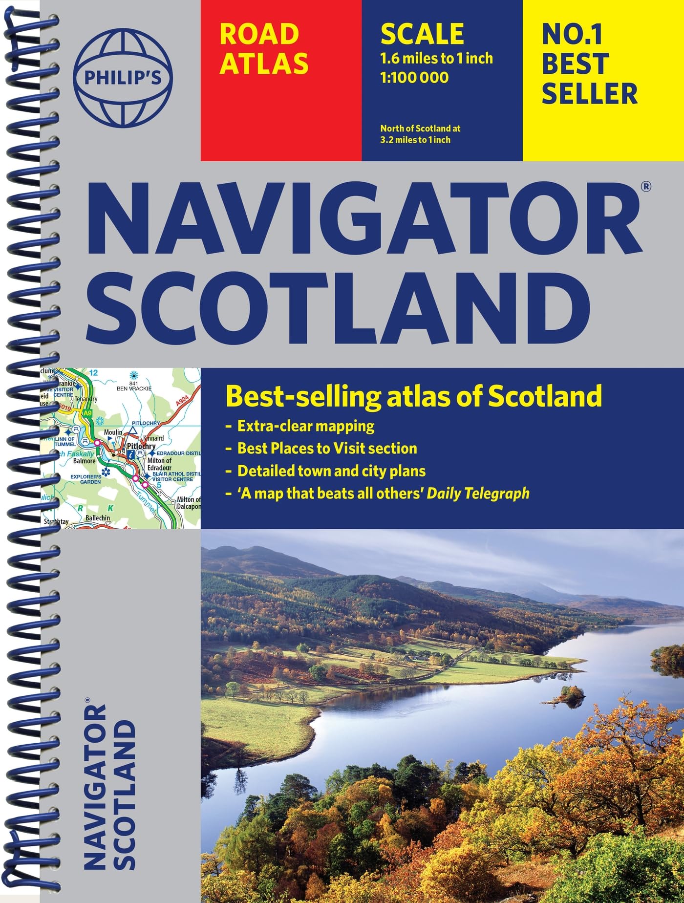 Philip's Navigator Scotland Atlas - Best of Scotland Guide | Spiral Bound | 1:100,000 Scale 1