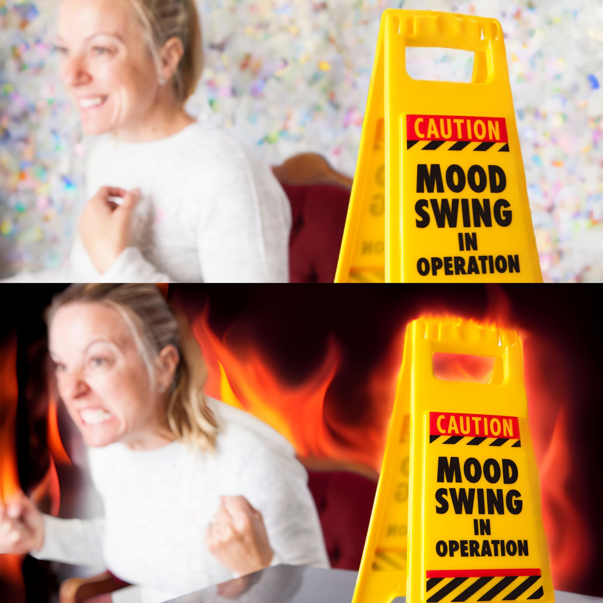 Boxer Gifts Mood Swing Novelty Warning Sign | Plastic | 11.8cm x 25cm | Yellow