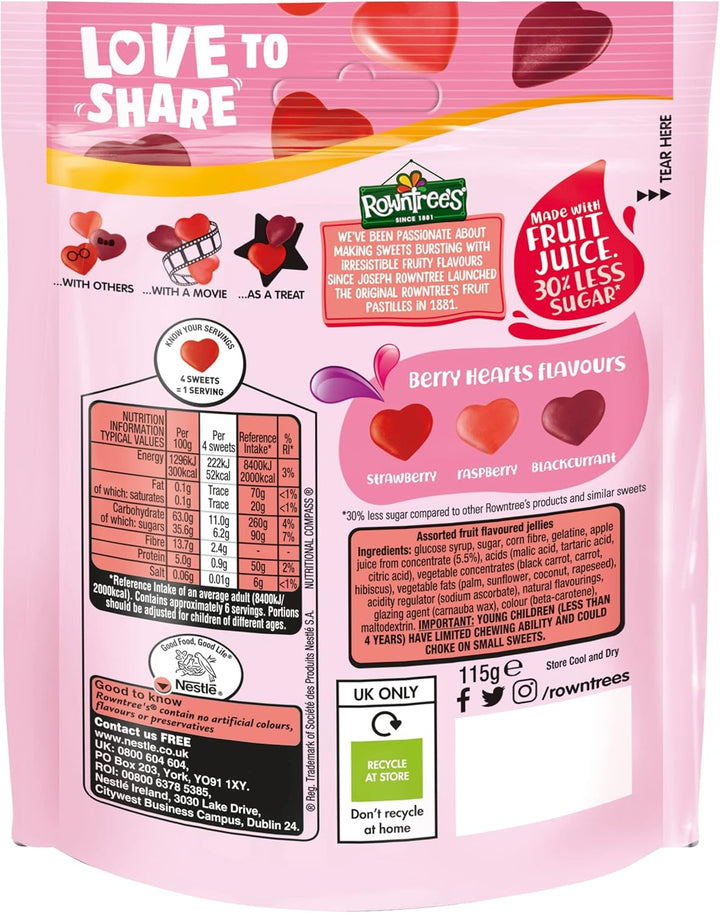 Nestlé Rowntree’s Berry Hearts Fruity Chewy Sweets, 115g