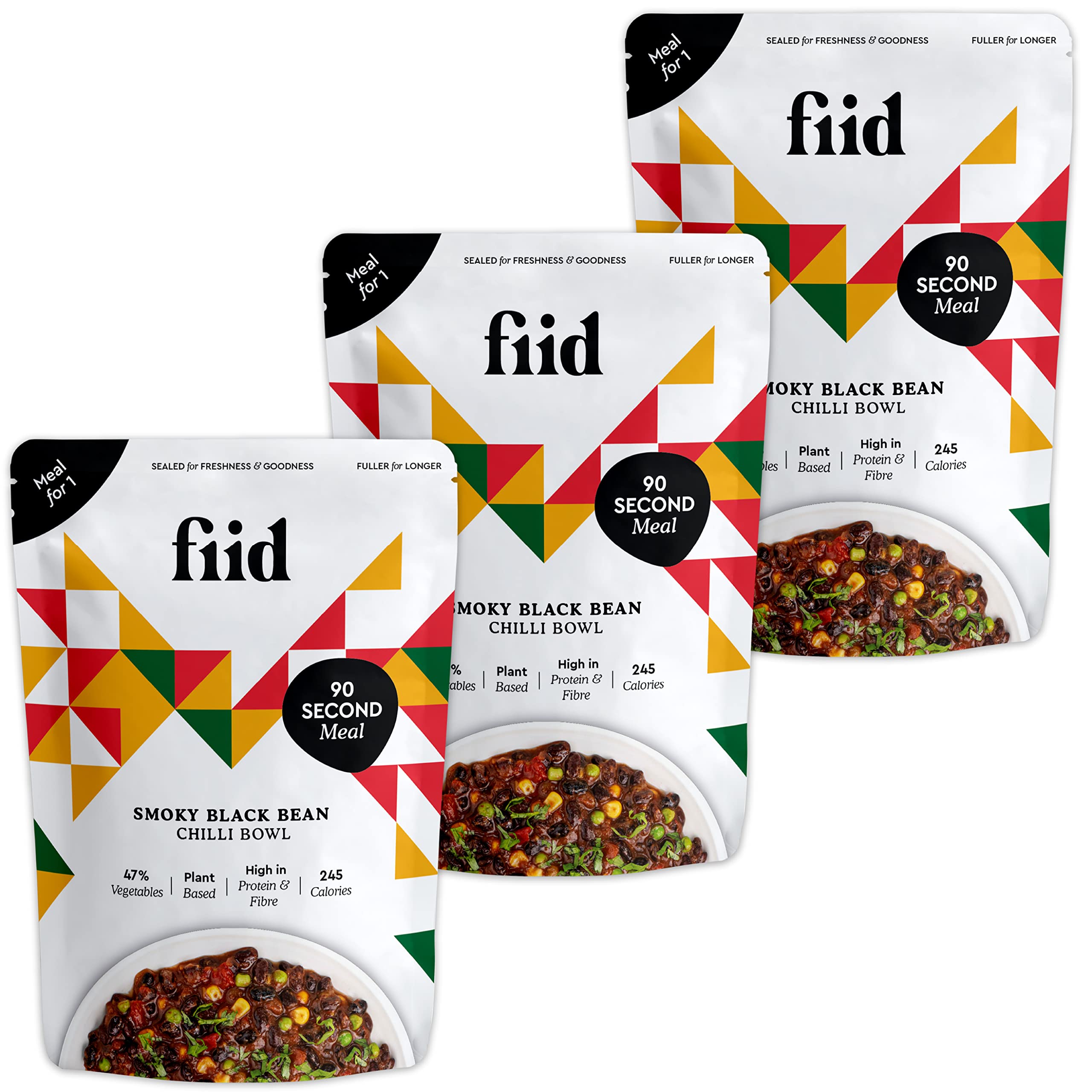 Fiid Mexican Black Bean Chilli - 3 x 100% Natural Vegan Microwave Ready Meals 10