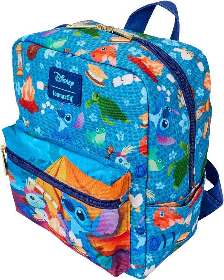 Loungefly Disney Stitch Camping Cuties AOP Nylon Square Kids Mini Backpack Multi