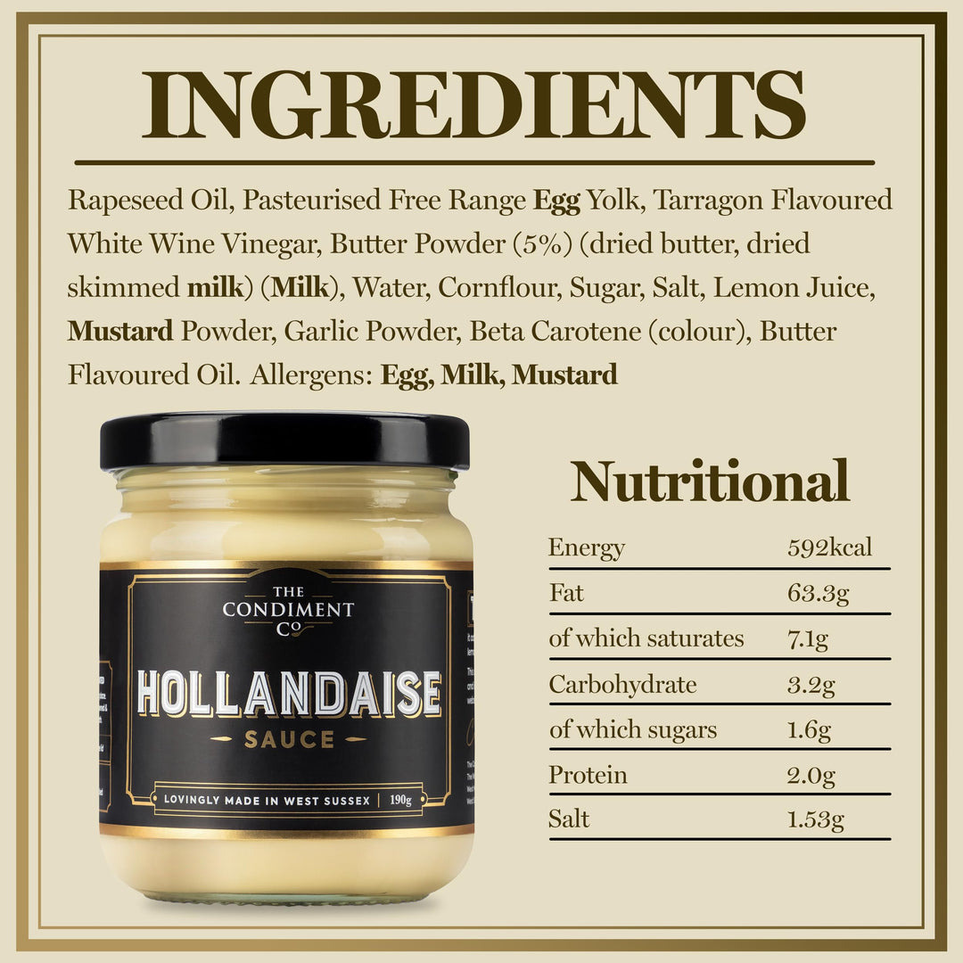 The Real Condiment Co - Hollandaise Sauce 190g, Ready to Eat Vegan & Gluten Free