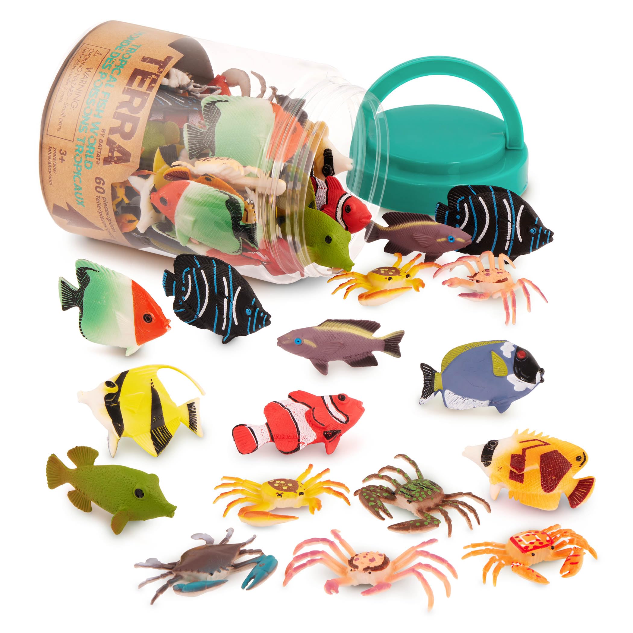 Terra by Battat – 60pcs Tropical Fish & Crab Toys – Mini Plastic Ocean Animal Playset for Kids 1