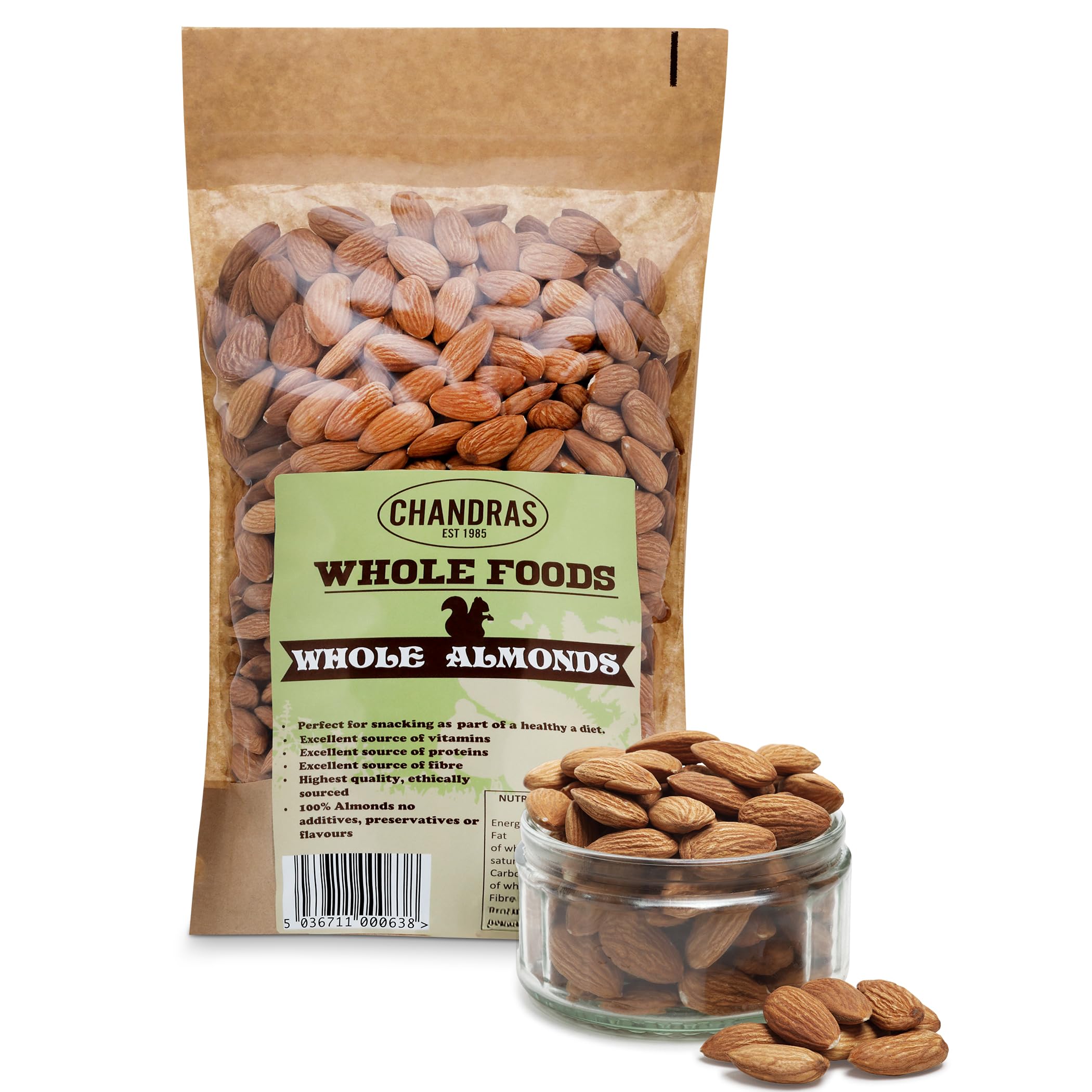 CHANDRA Whole Foods Raw Almonds - 1KG Pack | Gluten-Free, Vegan, Keto/Paleo Friendly