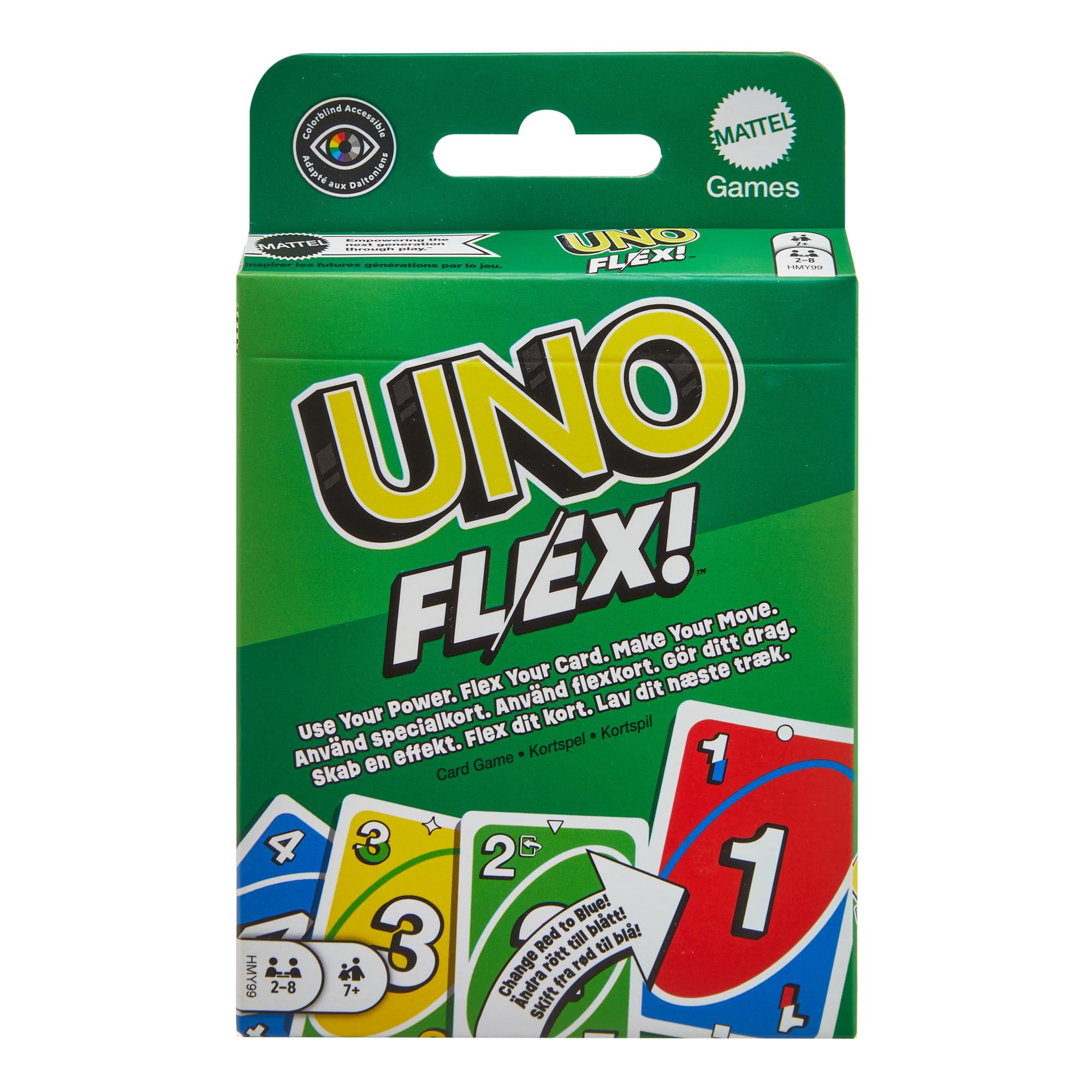 Fisher-Price UNO Flex Card Game - 2 to 8 Players, Ages 7+, Colorblind Accessible, HMY99
