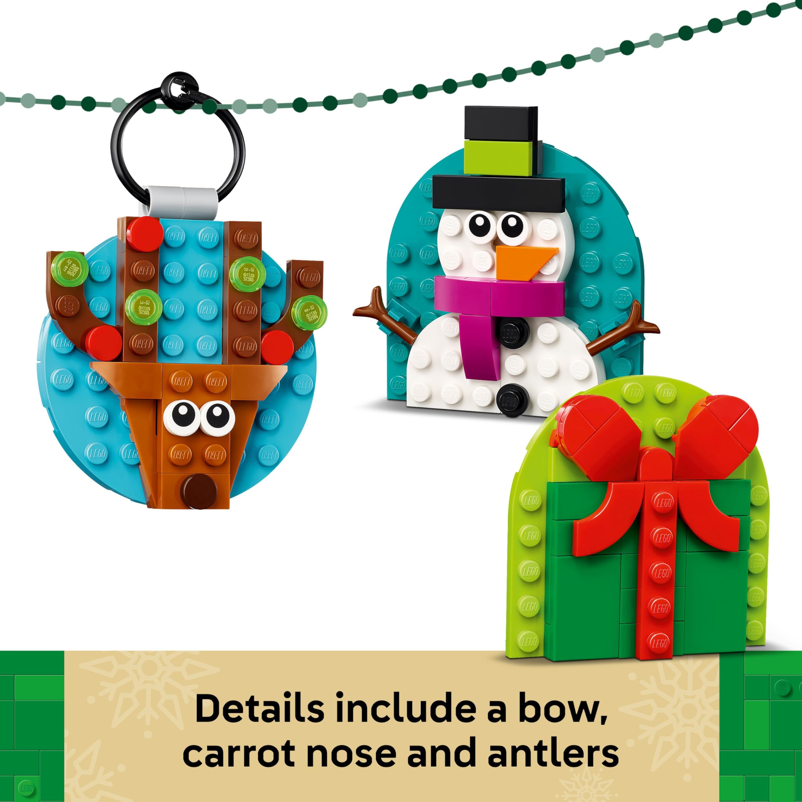 LEGO Christmas Ornament Selection - Building Toy with 4 Festive Hanging Decorations for Kids 6+ 3