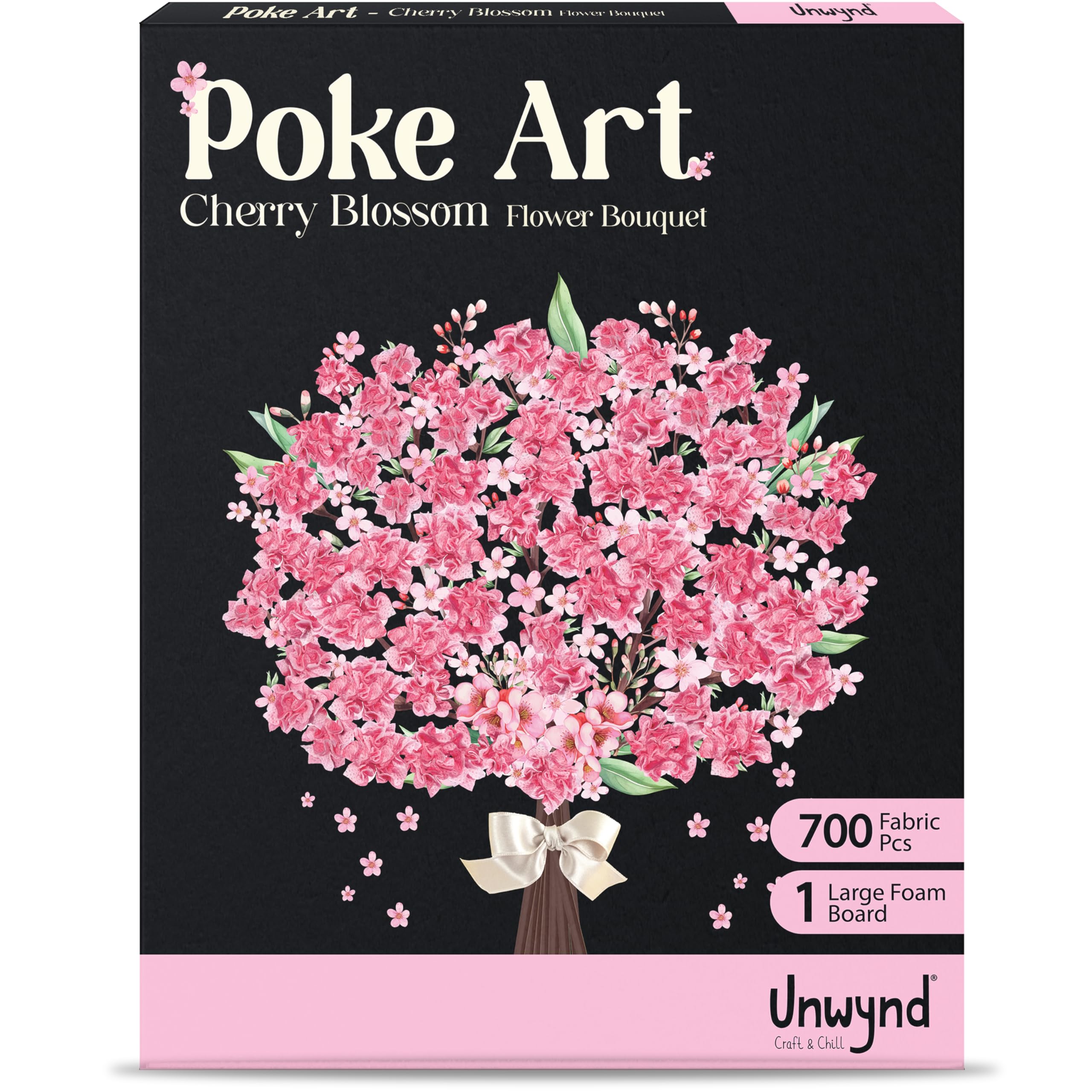 Unwynd Poke Art Cherry Blossom Flower Bouquet - Mess-Free Craft Kit | Fabric Squares | Ages Teen+ 1
