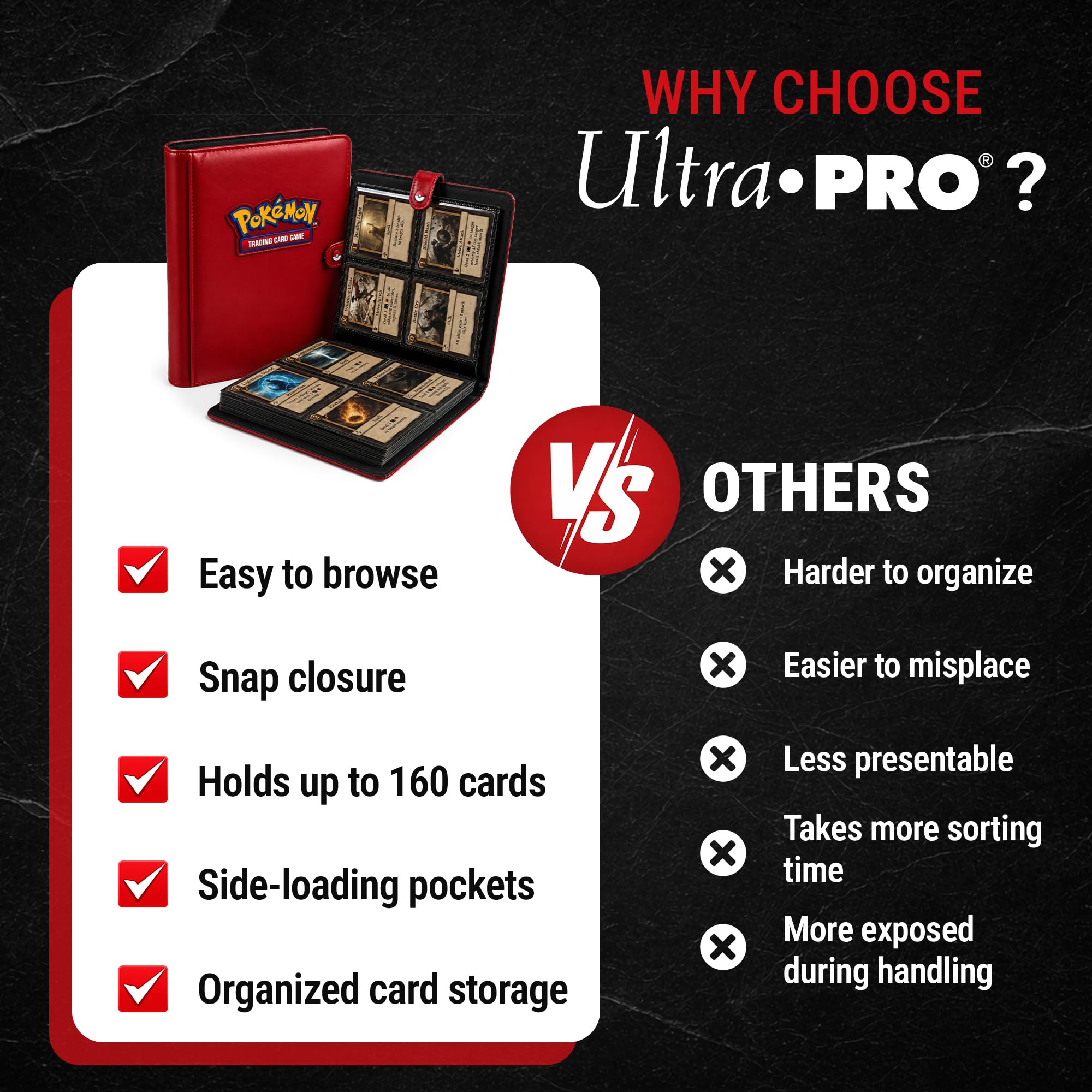 Ultra Pro Pokémon Premium Red Snap Binder - Holds 160 Cards | Acid-Free, Non-PVC 7