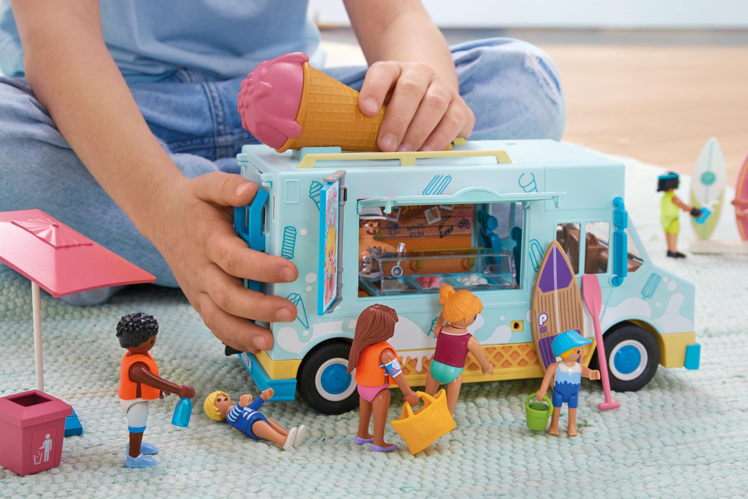 Playmobil Ice Cream Truck and Surf Shop - Ages 4+ | Multicolor Plastic 7