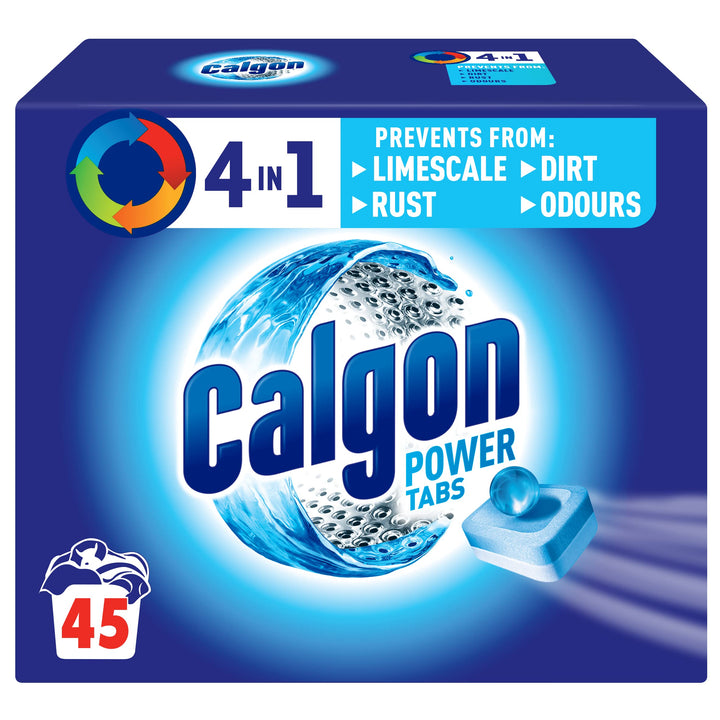 Calgon - 4-in-1 Washing Machine Cleaner and Water Softener Tablets, 45 Tablets