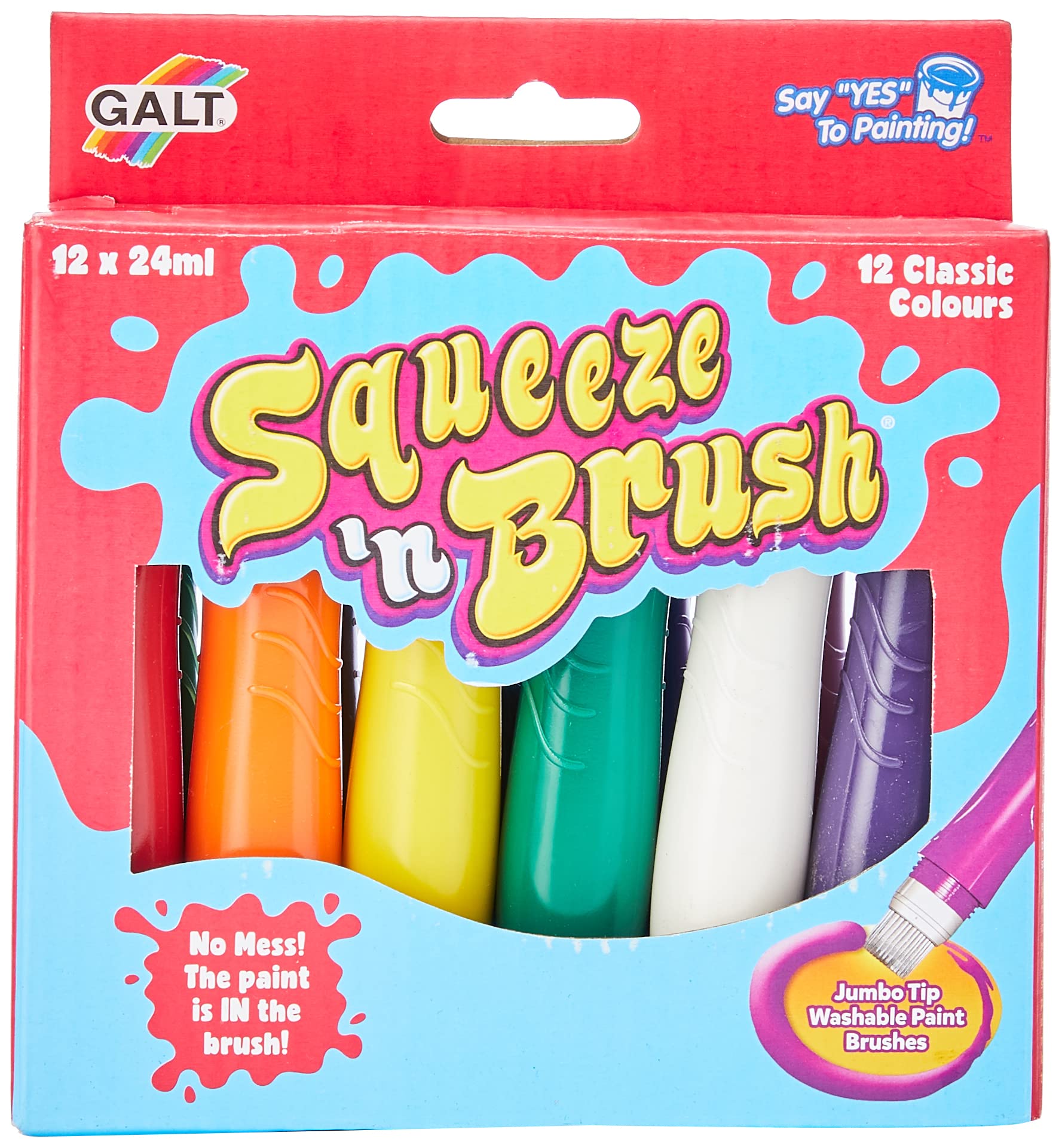 Galt Toys Squeeze 'n Brush Paint Pens - 12 Classic Colours | Washable Jumbo Tip | Ages 3+ 1