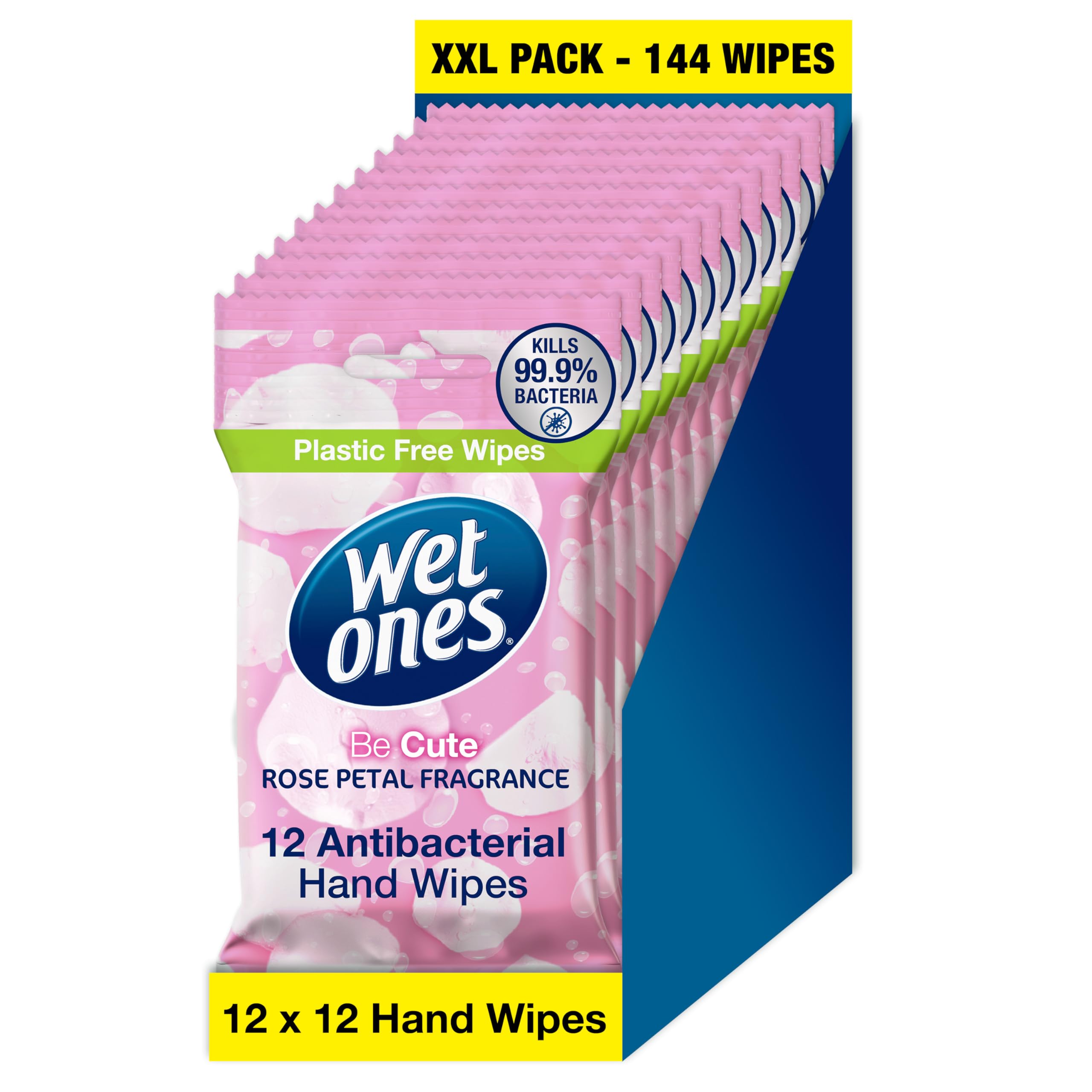 Wet Ones Be Cute Antibacterial Biodegradable Hand Wipes - Rose Scent, 12 Count Pack (144 Total Wipes) 1