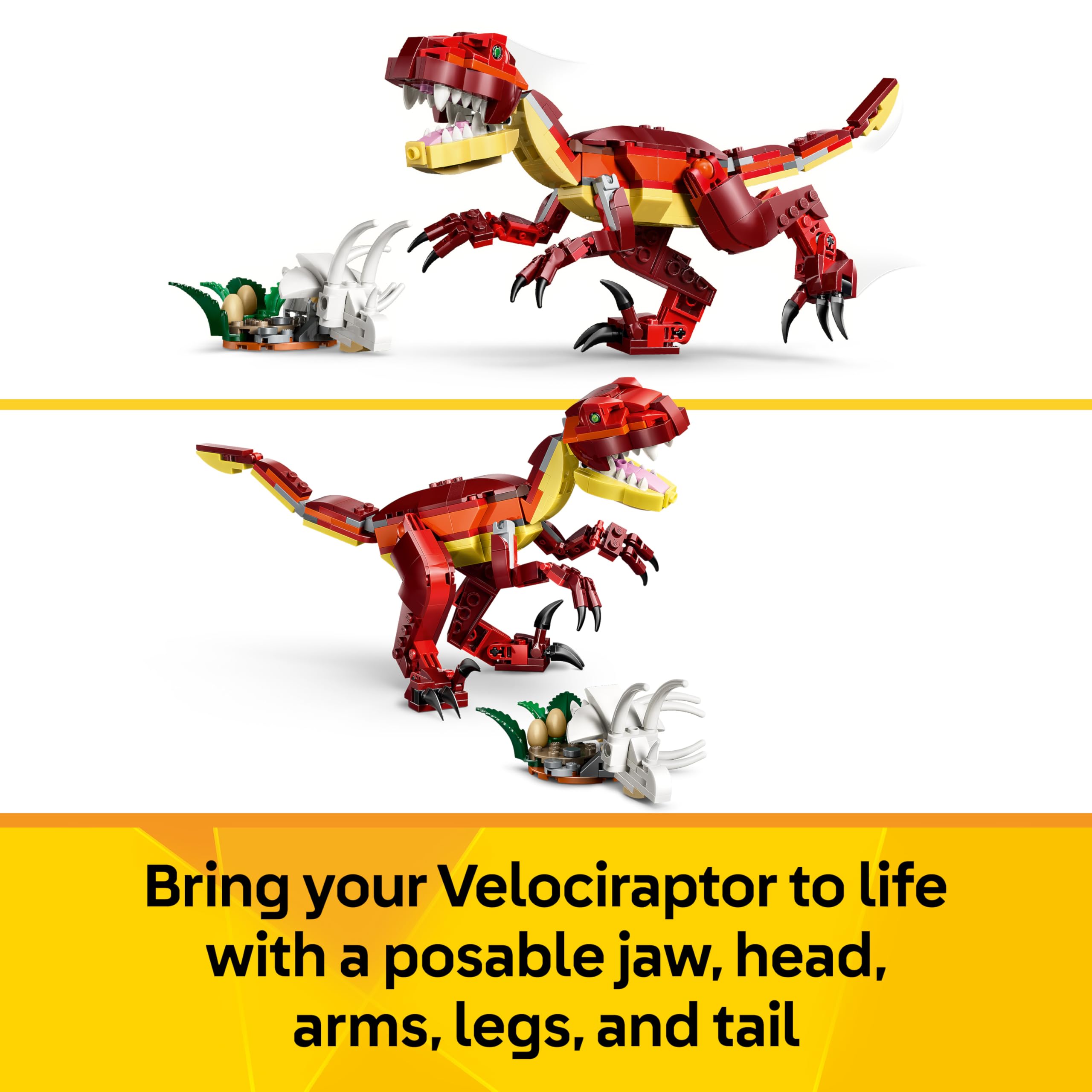 LEGO Creator 3in1 Fierce Dinosaur Building Set - Velociraptor, Stegosaurus, or Pterosaur - Ages 8+ 5