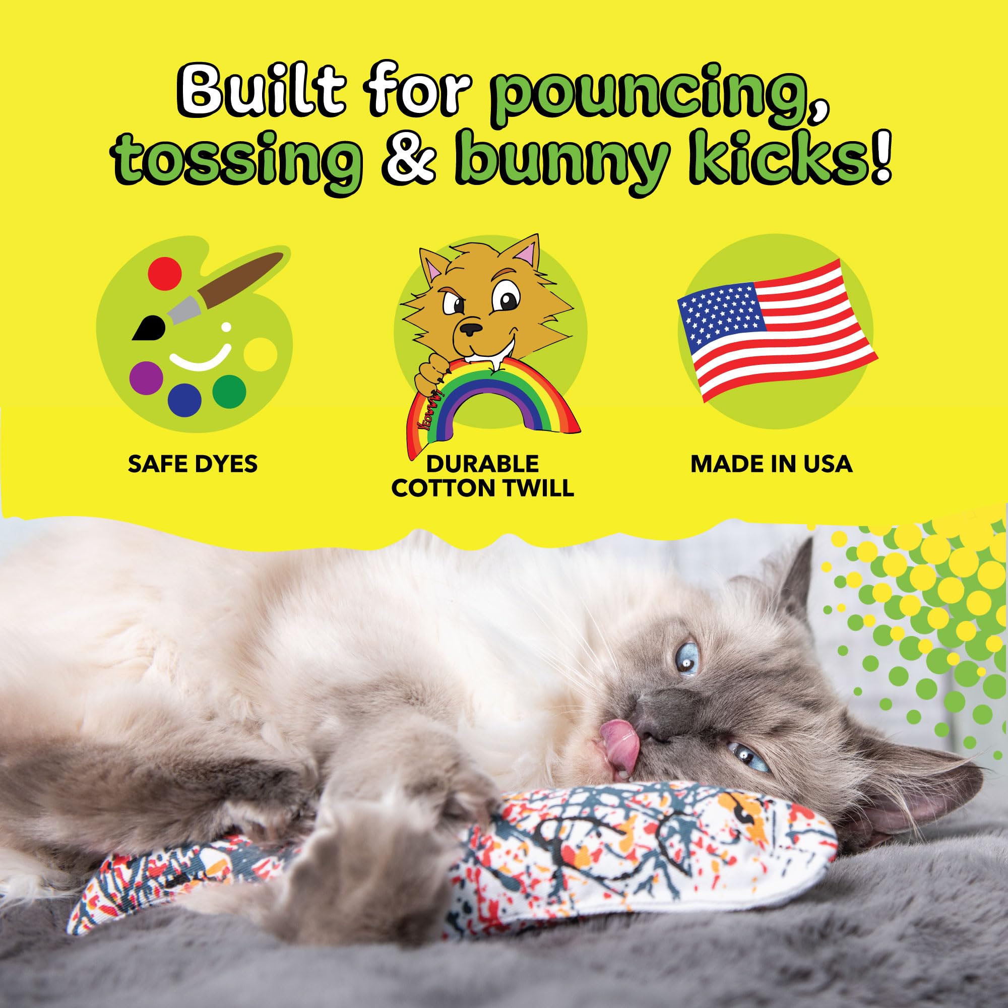 YEOWWW Pollock Fish Cat Toy - 100% Organic American Catnip Filling | Heavy Duty Cotton 5